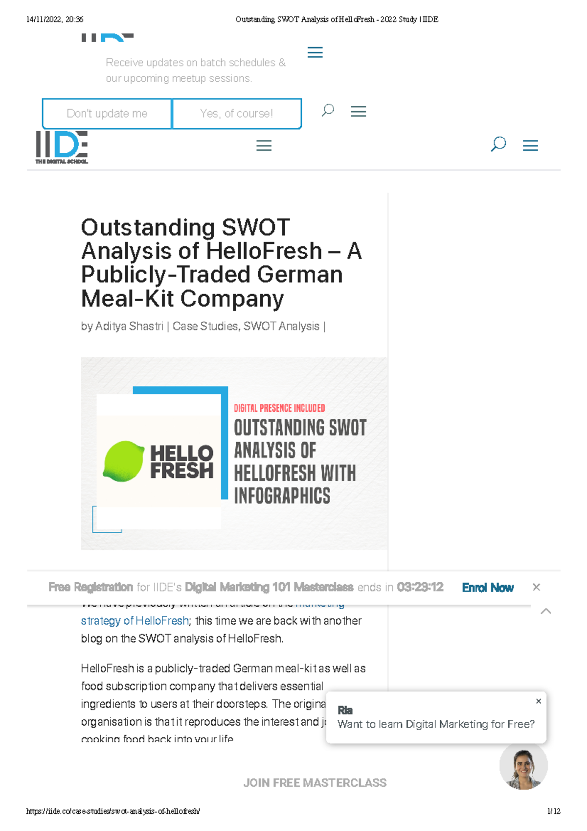 Outstanding SWOT Analysis Of Hello Fresh - 2022 Study IIDE ...