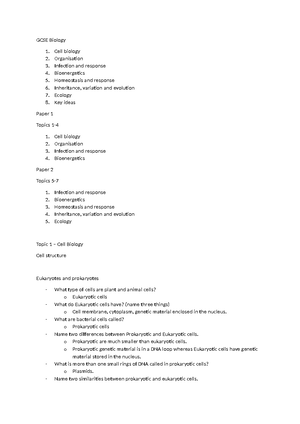 Detailed Notes - Topic 5 Homeostasis and Response - AQA Biology GCSE ...