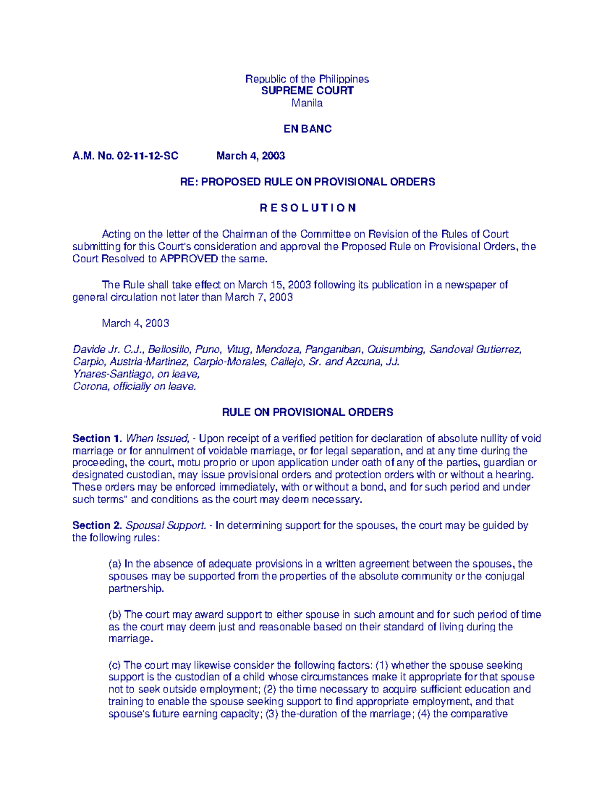 A.M. No. 02-11-12-SC - Law on Special Rules and Proceedings - Republic