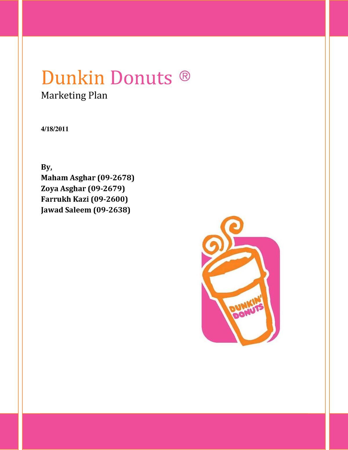 dunkin donuts business plan pdf