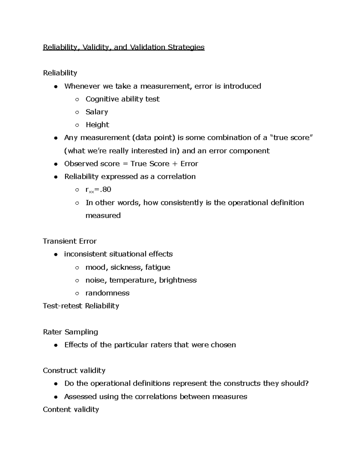 PSY3711 Reliability, Validity, and Validation Strategies - Reliability ...