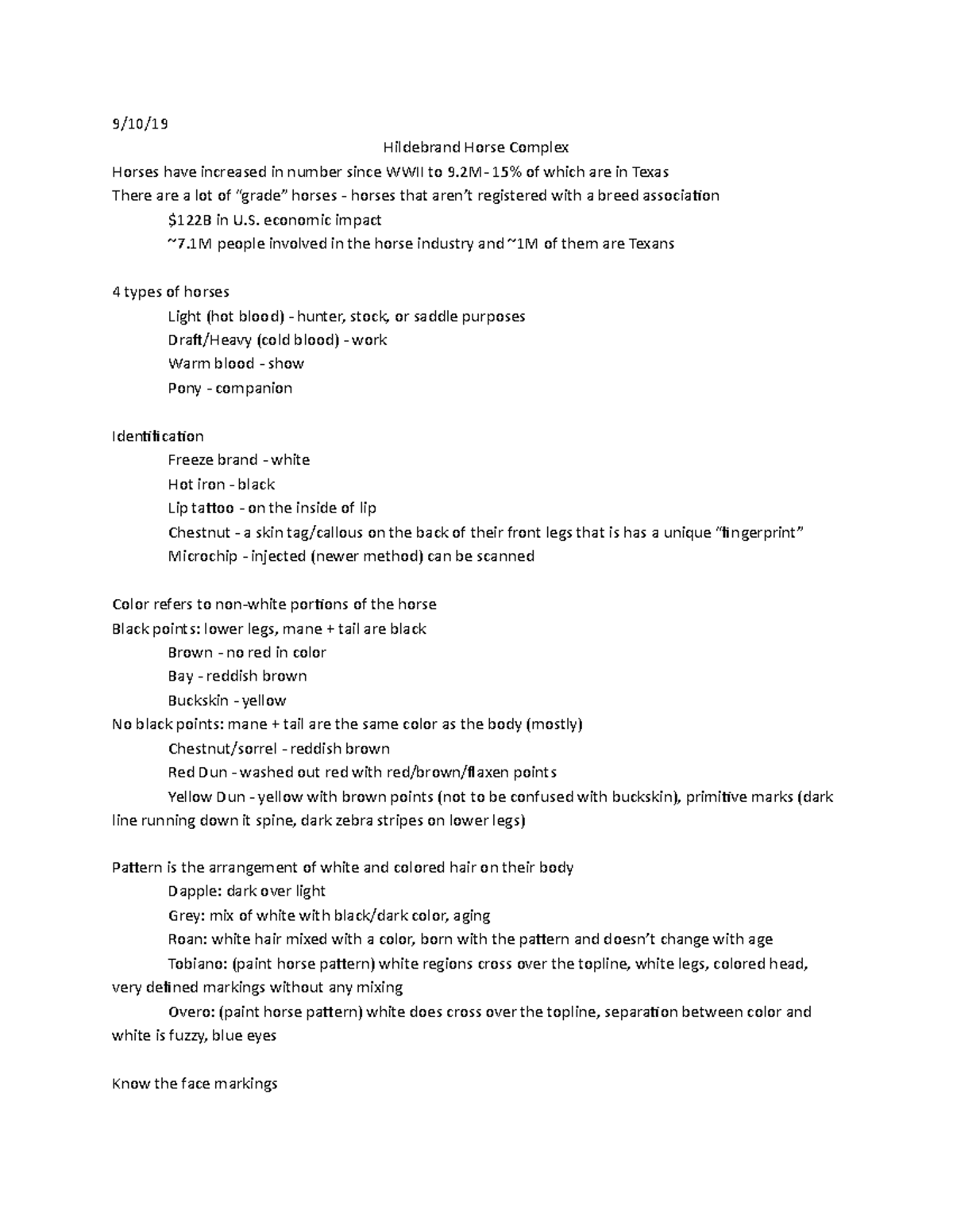 Equine Lecture 1 9/10/ Hildebrand Horse Complex Horses have