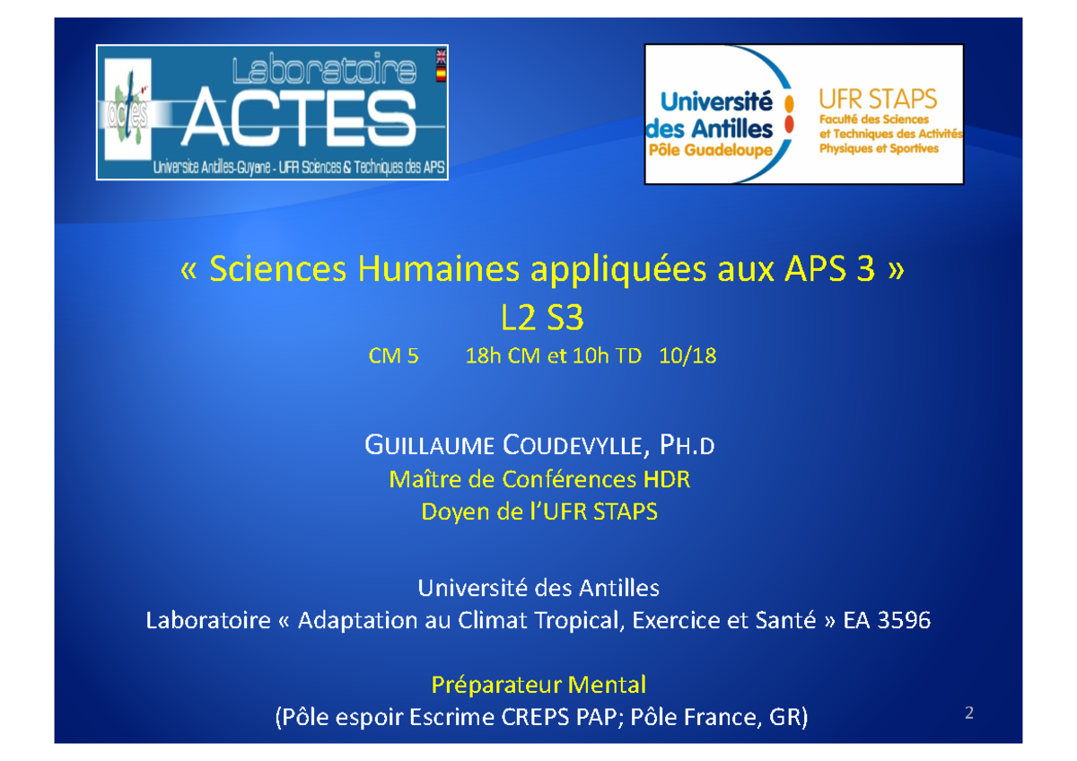 SH APS3-L2S3-GC-CM5 - STAPS SCIENCE HUMAINE - Université Des Antilles ...