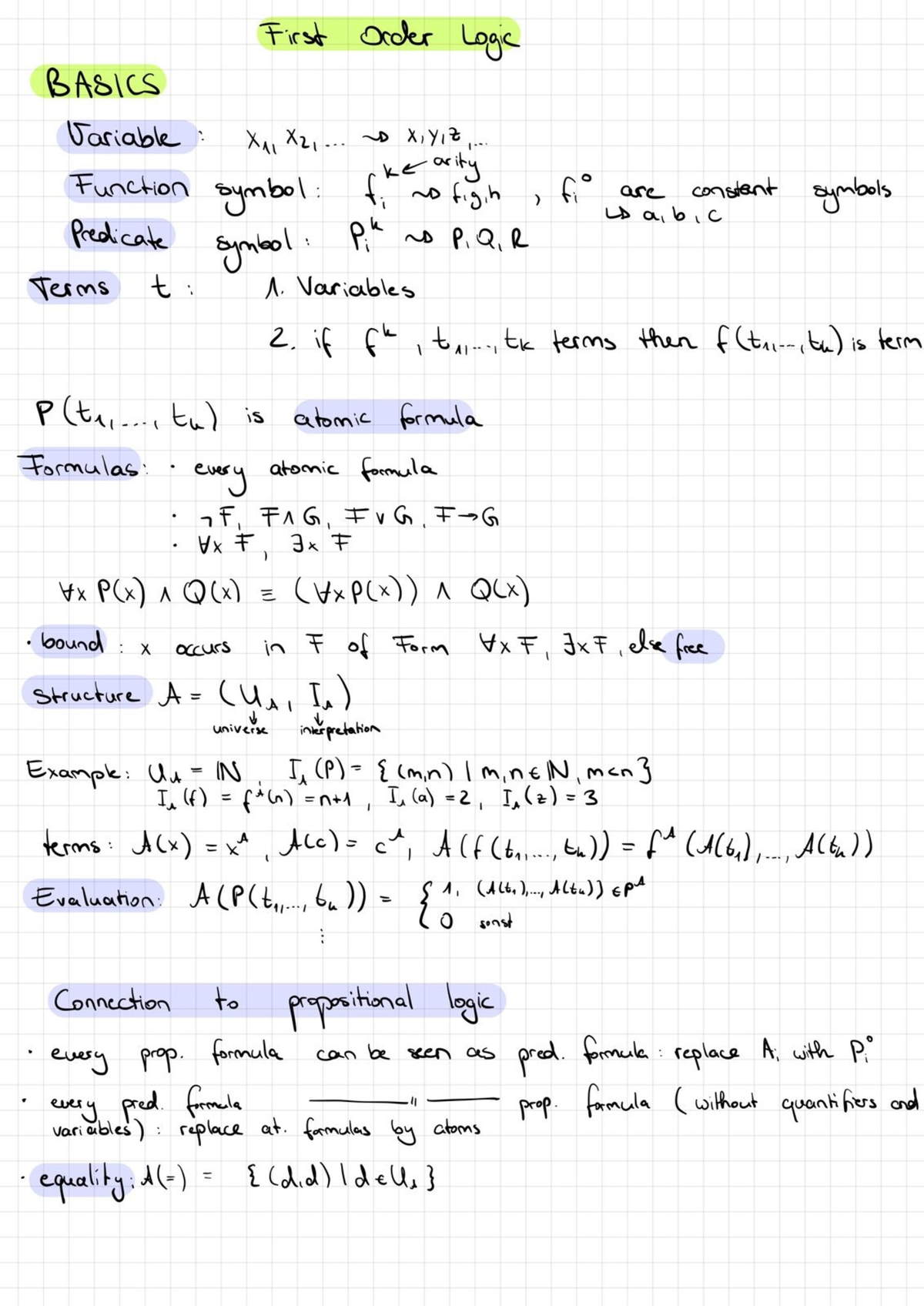 Logic FOL Summary - Sommersemester 2022 - Logik 1 - Studocu