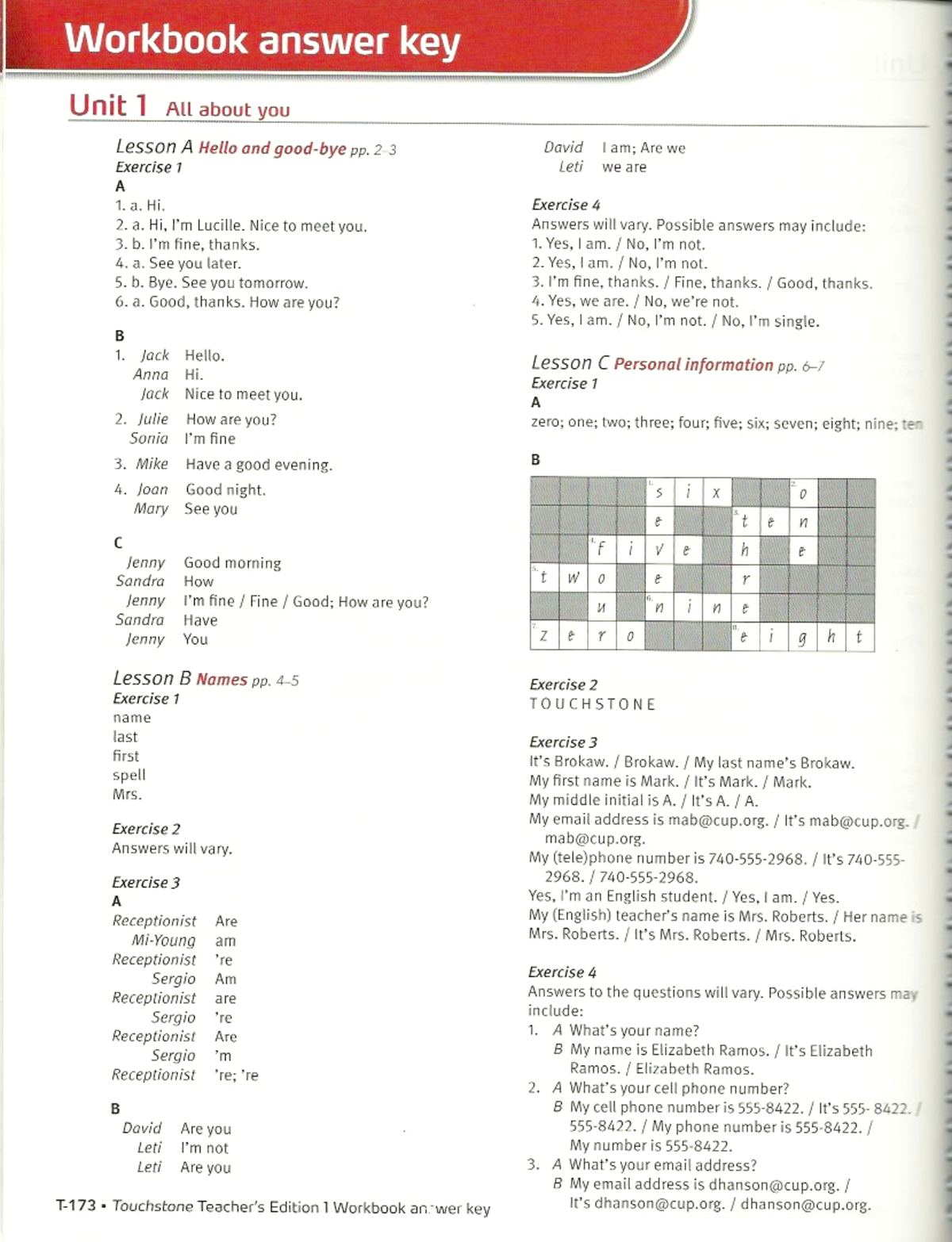 Us. 13 Touchstone 1 2nd edition Workbook Answer KEY Inglés II Studocu
