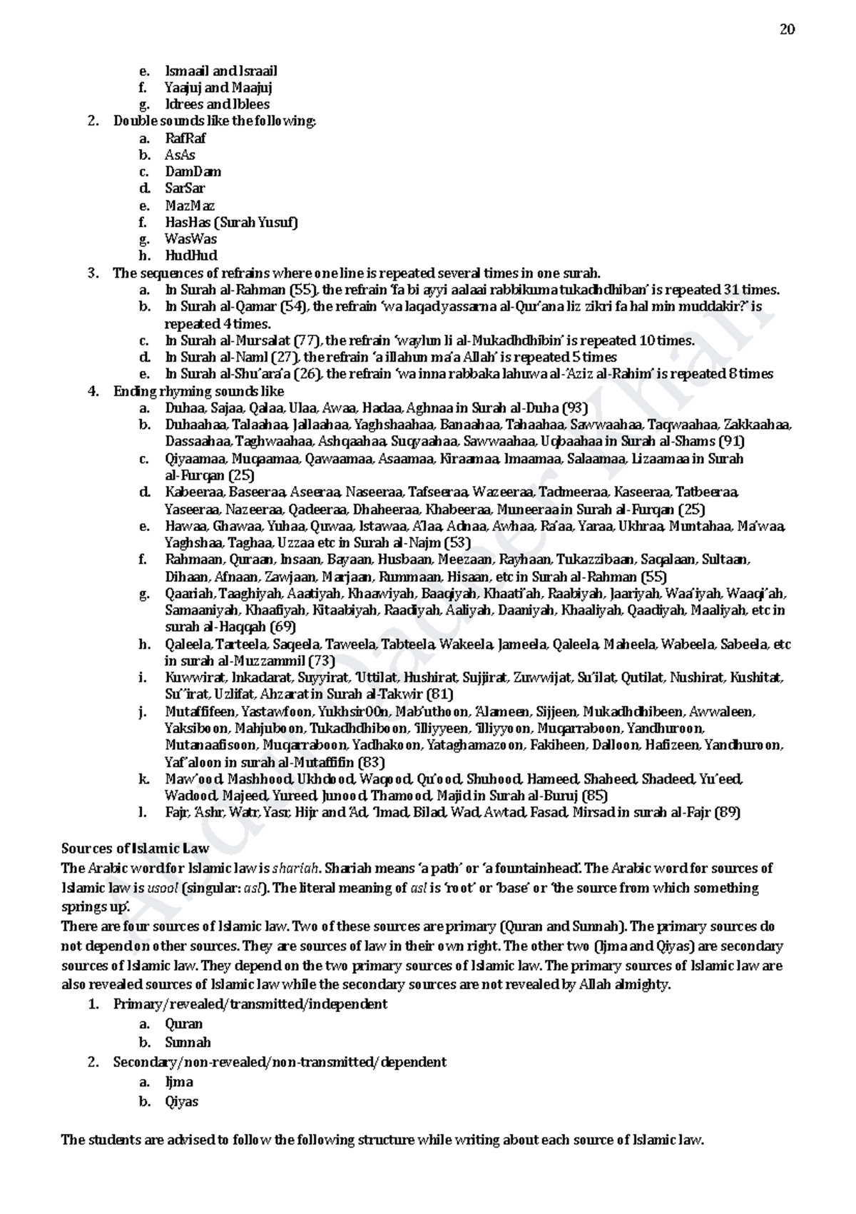 Sources Notes - Abdul Qadeer Khan e. Ismaail and Israail f. Yaajuj and ...