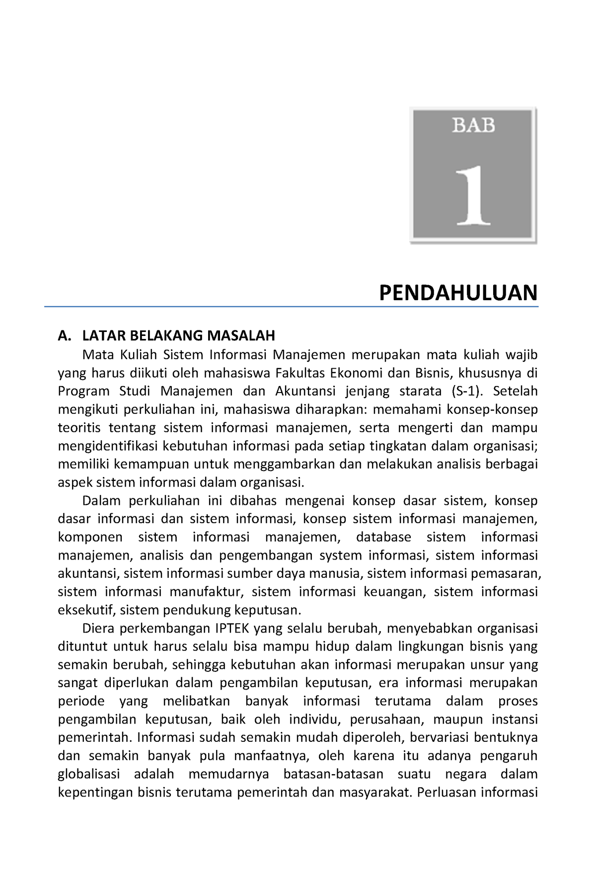 BAB 1,2,3,4 Sistem Informasi Manajemen - PENDAHULUAN A. LATAR BELAKANG ...