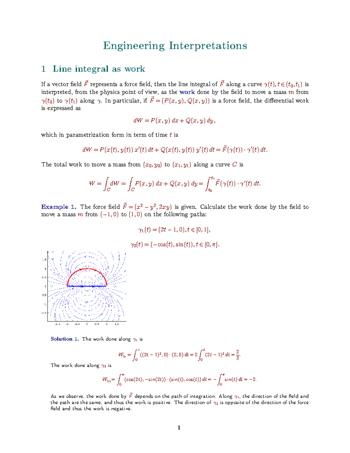 Lect21 - Calc 3 - Engineering Interpretations 1 Line integral as work ...