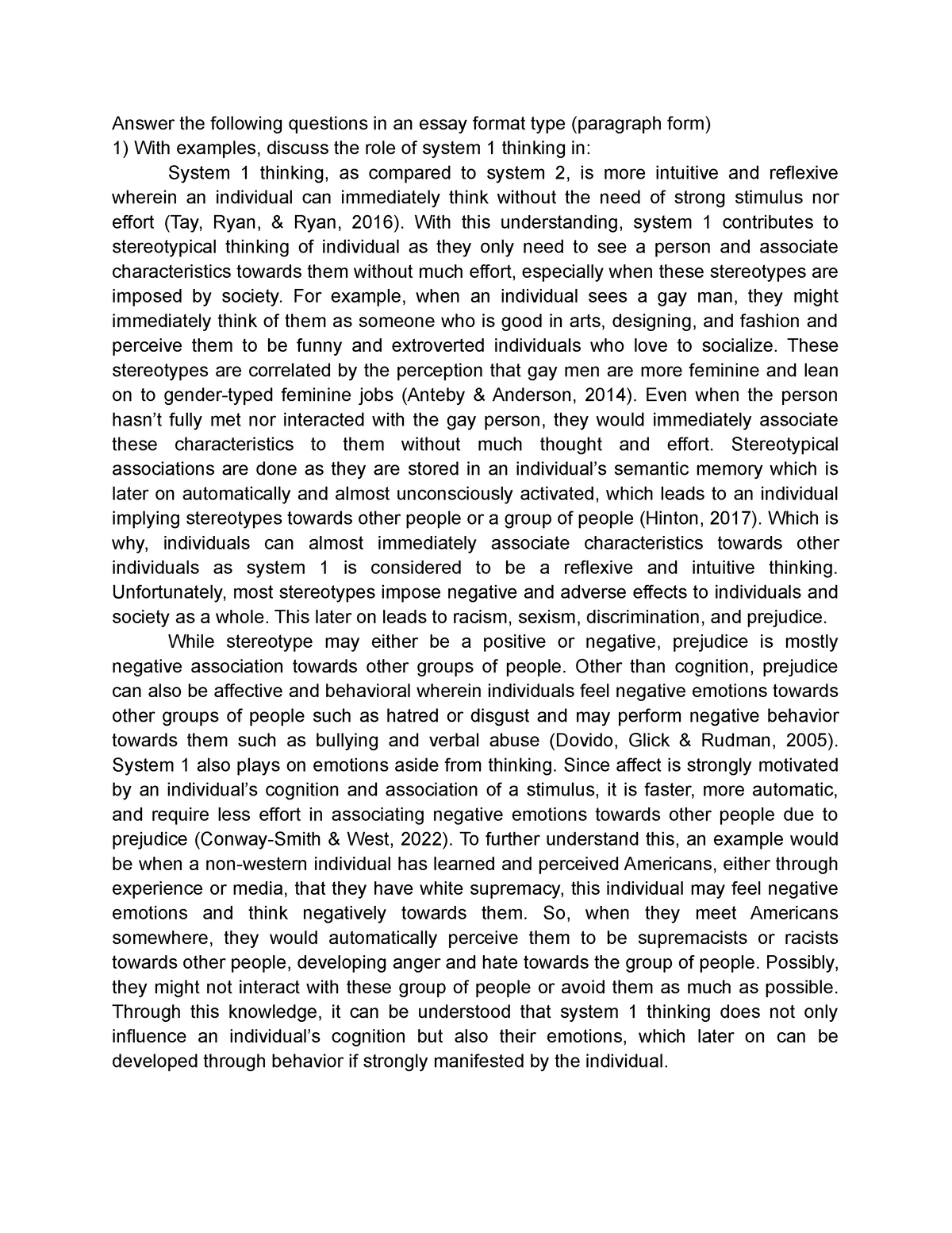 stereotype essay pdf