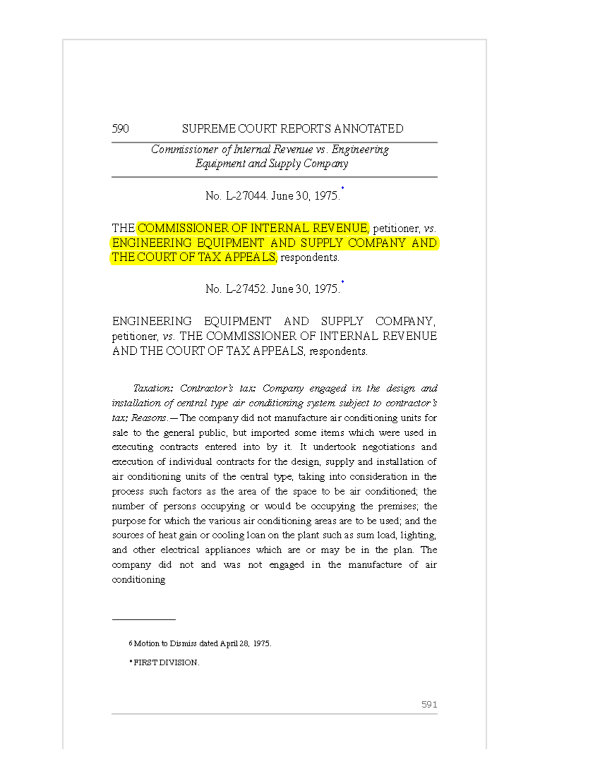 05 CIR v. Engineering Equipment, 64 SCRA 590 (1975) - 590 SUPREME COURT ...