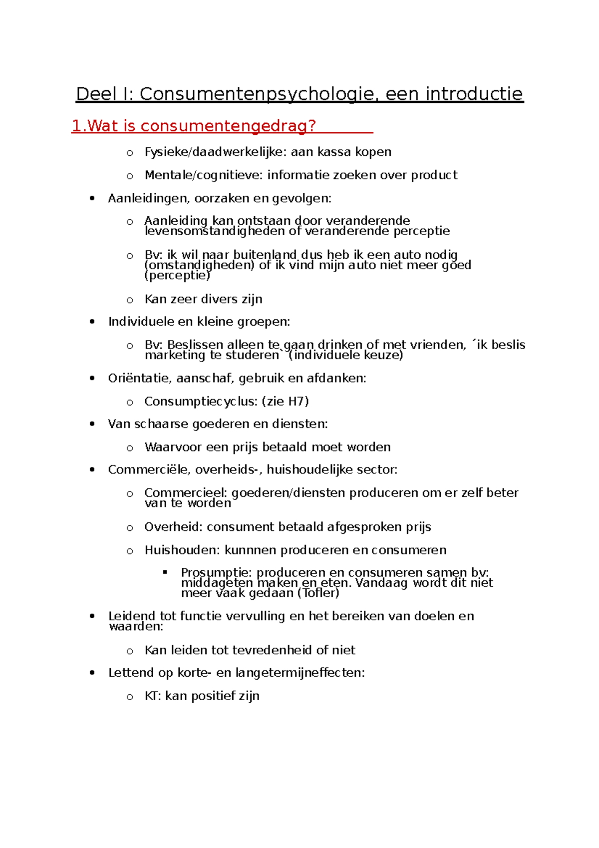 Samenvatting Consumentenpsychologie - Deel I: Consumentenpsychologie ...