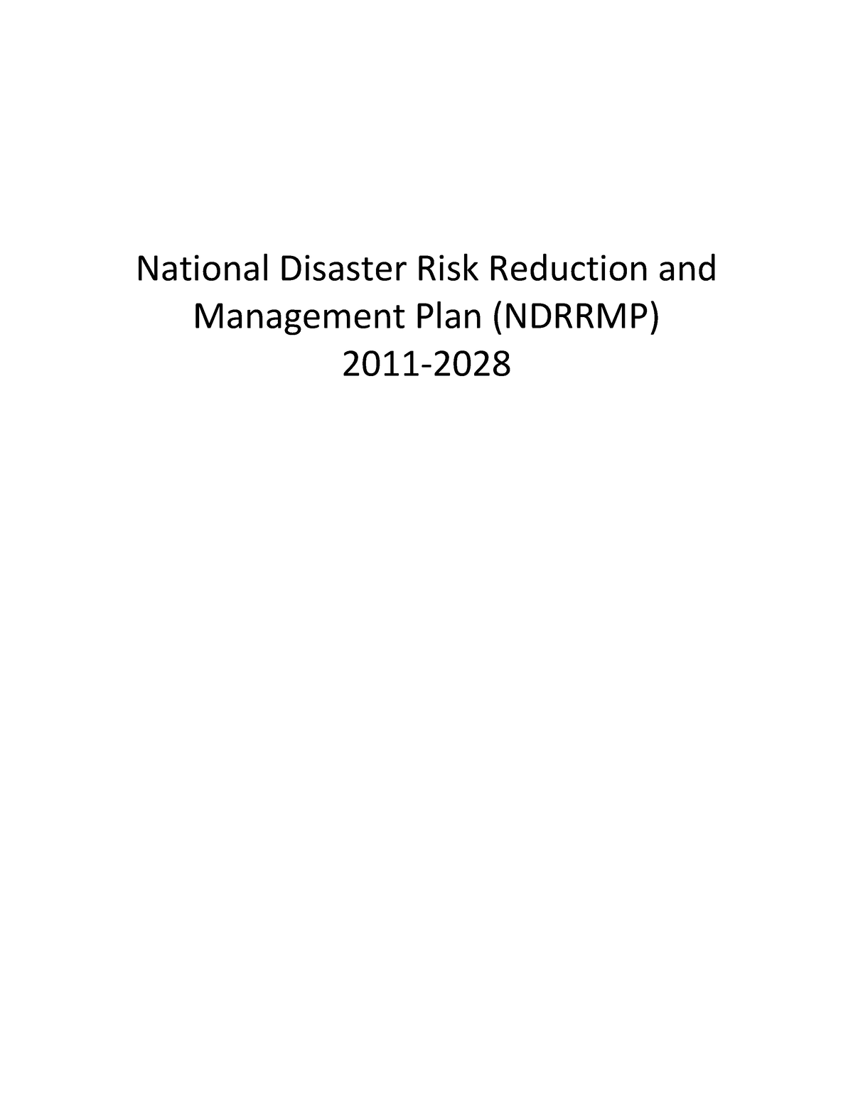 National Disaster Risk Reduction and Management Plan - 10121 of 2010 ...