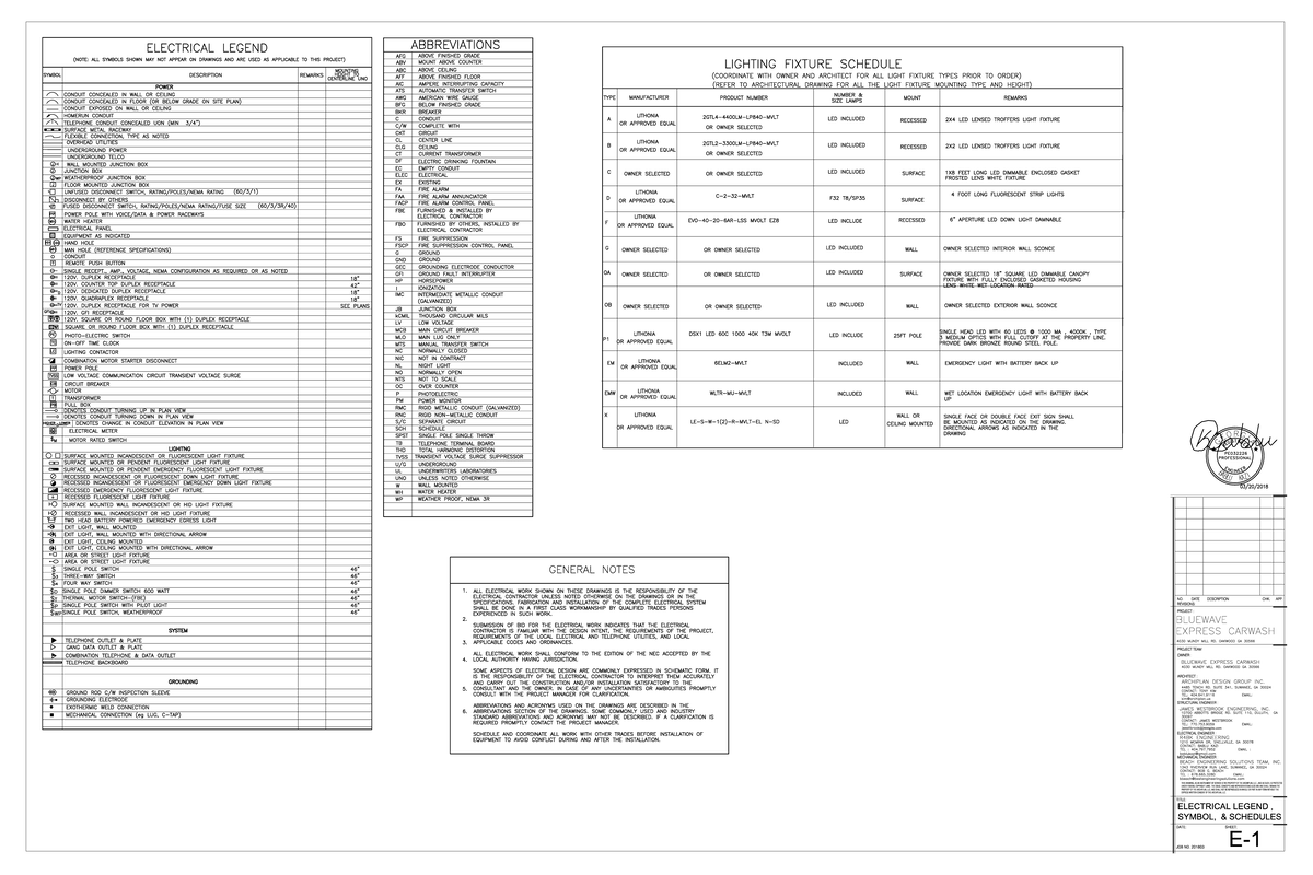 Bluewave- Electrical Batch Compress - ELECTRICAL LEGEND ABBREVIATIONS ...