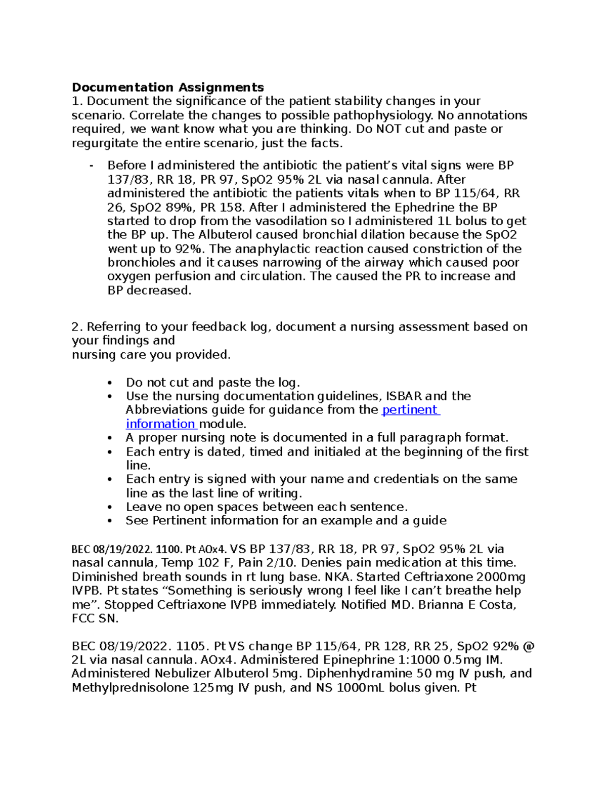 WK1 Vsimdocumentation Assignments - Documentation Assignments Document ...