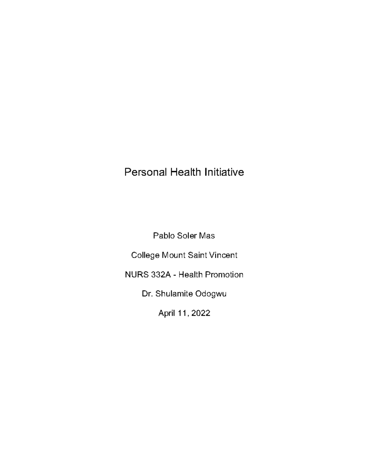 Personal Health Initiative - Personal Health Initiative Pablo Soler Mas ...