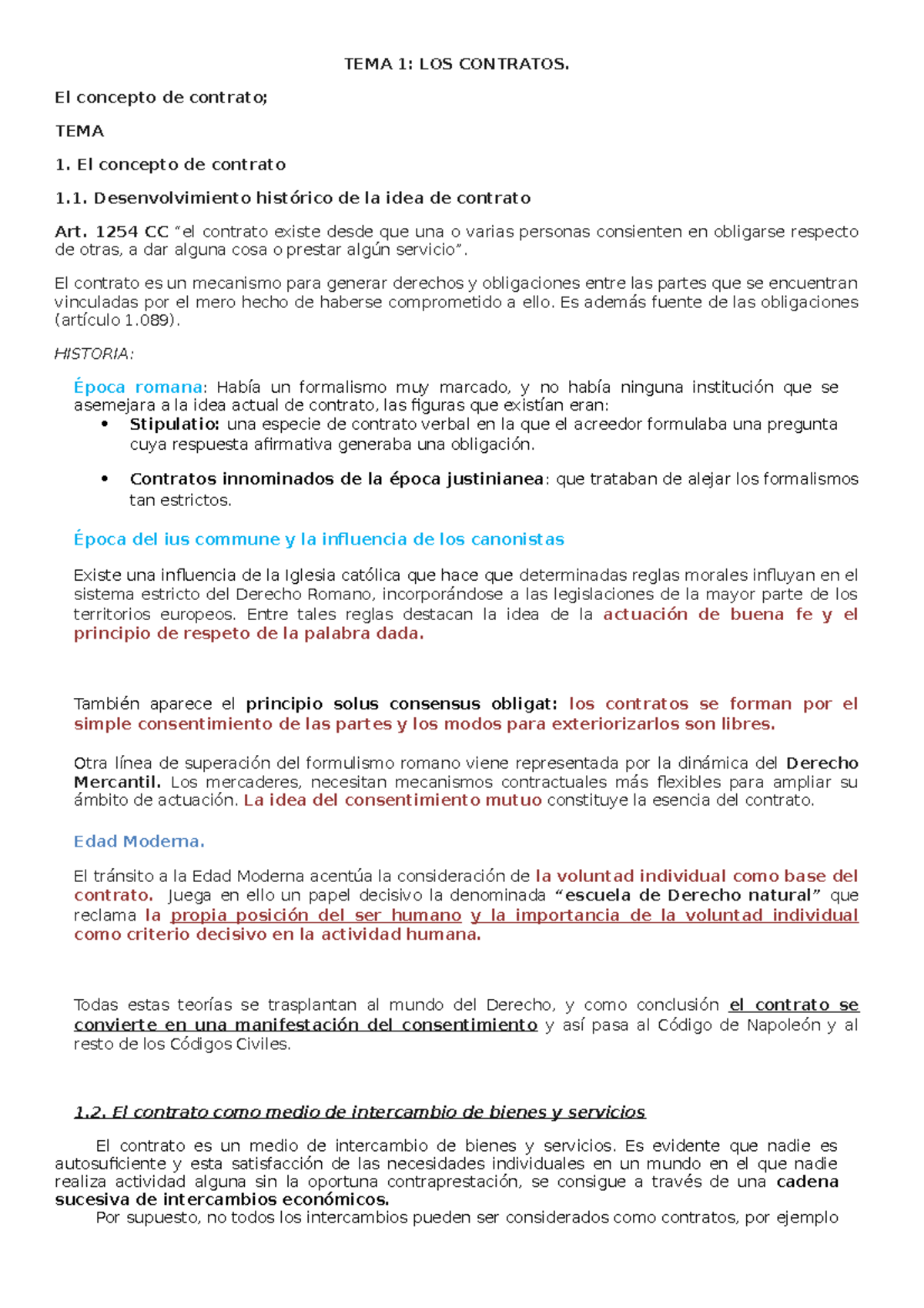 TEMA 1- DERECHO CIVIL II UNED. CONTRATOS - TEMA 1: LOS CONTRATOS. El ...