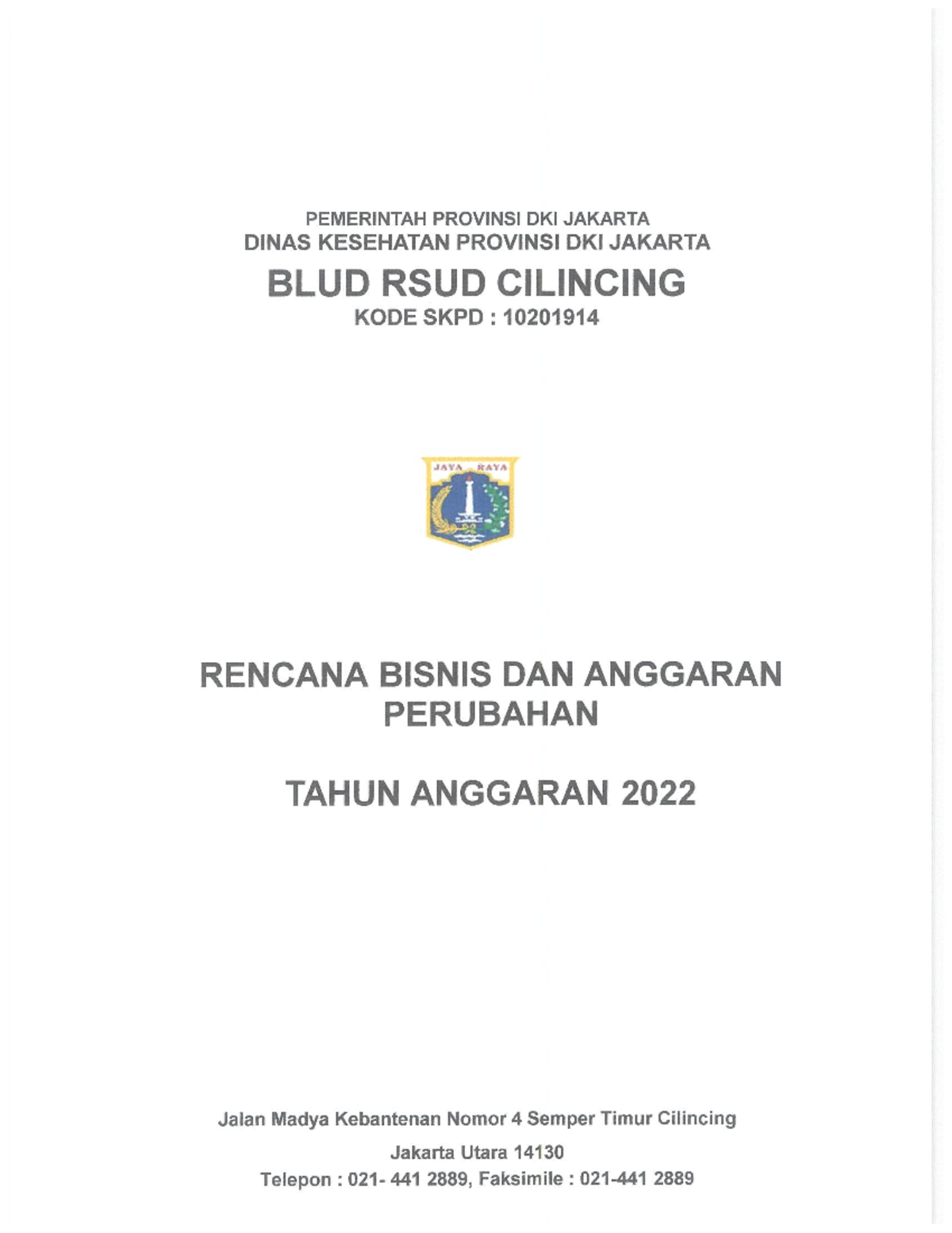 RBA APBD P 2022- RSUD Cilincing - Ilmu Dasar Keperawatan - Studocu