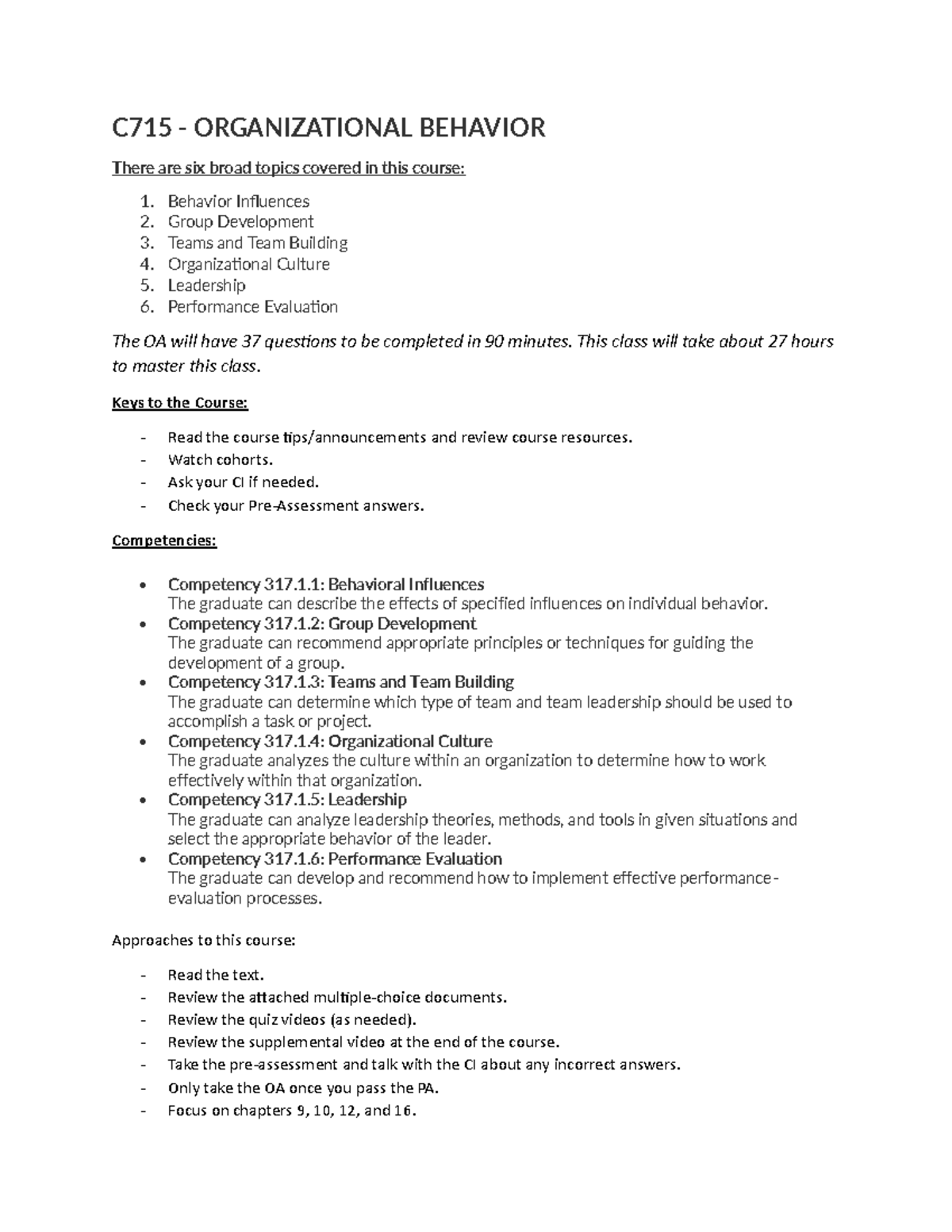 Organizational Behavior Notes - C715 - ORGANIZATIONAL BEHAVIOR There ...