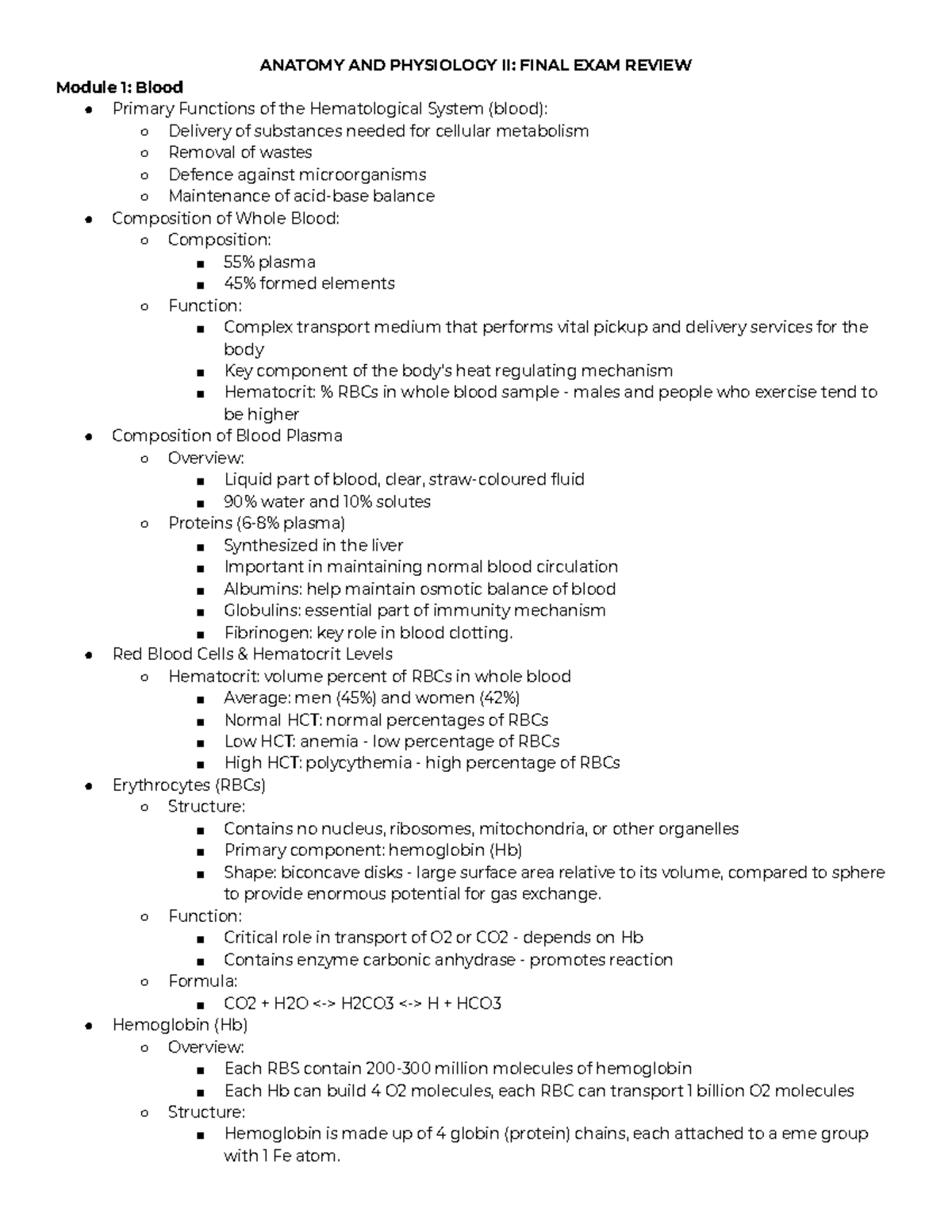 Anatomy AND Physiology II Final EXAM Review - ANATOMY AND PHYSIOLOGY II ...