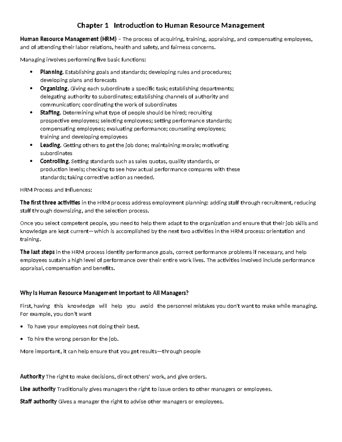 Chapter 1 Introduction To Human Resource Management Chapter 1