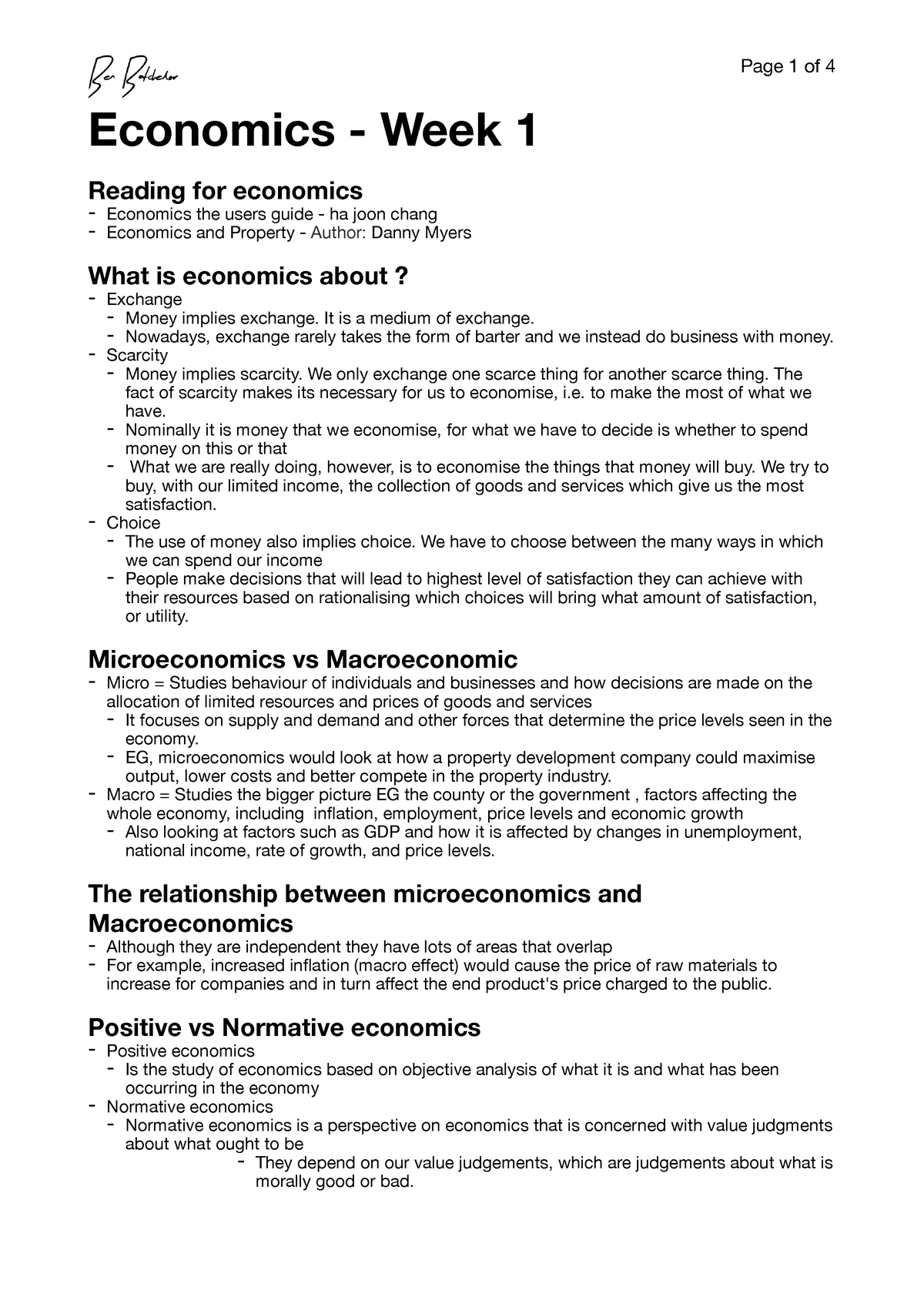 Lecture 1 - Economics Intro - Economics - Week 1 Reading For Economics ...