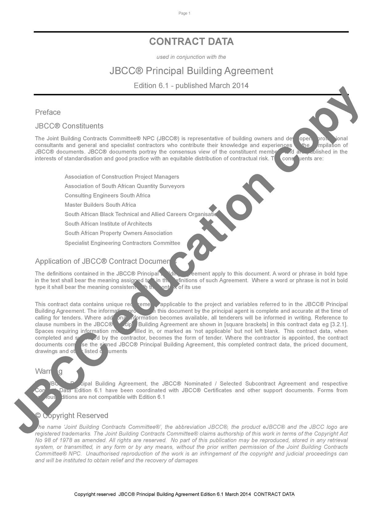 JBCC Contract Data - UJ - Studocu