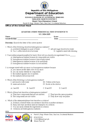 DLL - sAMPLE OF tABLE OF sPECIFICATION AND pERIODIC tEST - DAILY LESSON ...
