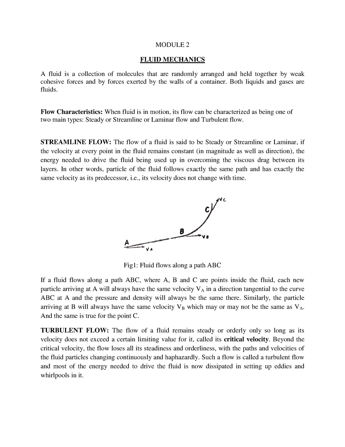 Fluid Mechanics 123 - Physics Notes - MODULE 2 FLUID MECHANICS A Fluid ...