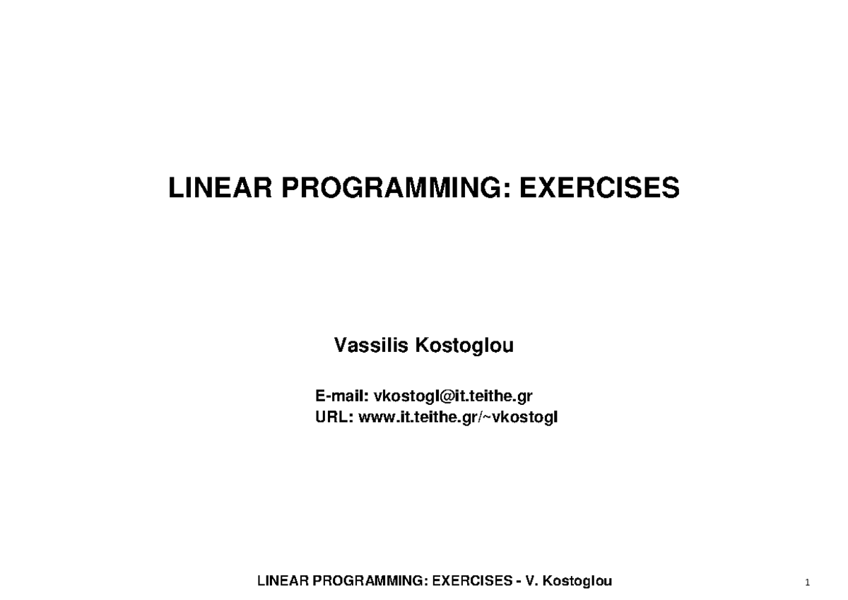 Linear Programming Exercisesmit15 053s13 Mit15 053s13 Linear