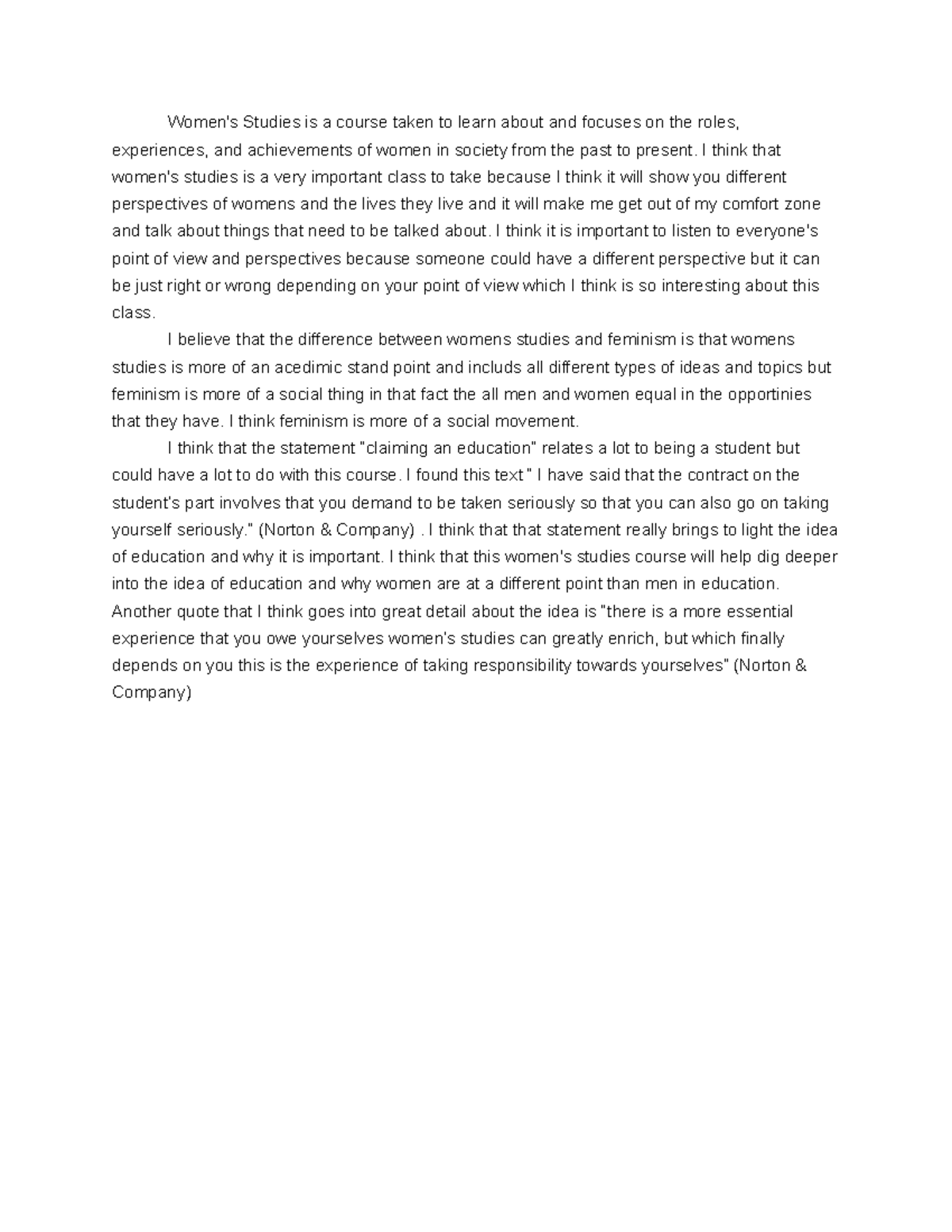 WS mod one - This is based on the module one information - Women's ...