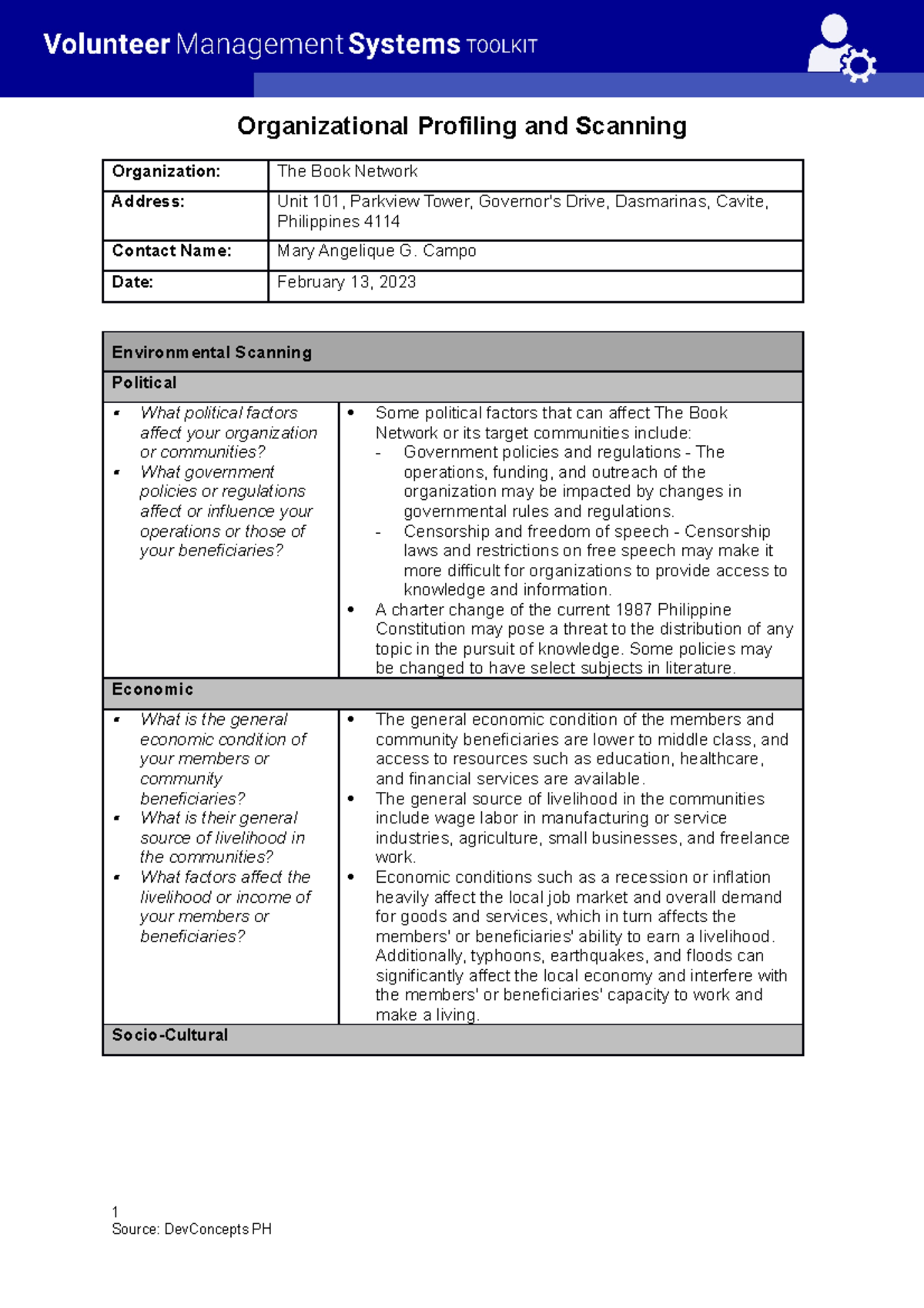 Organizational Profiling and Scanning Organizational Profiling and