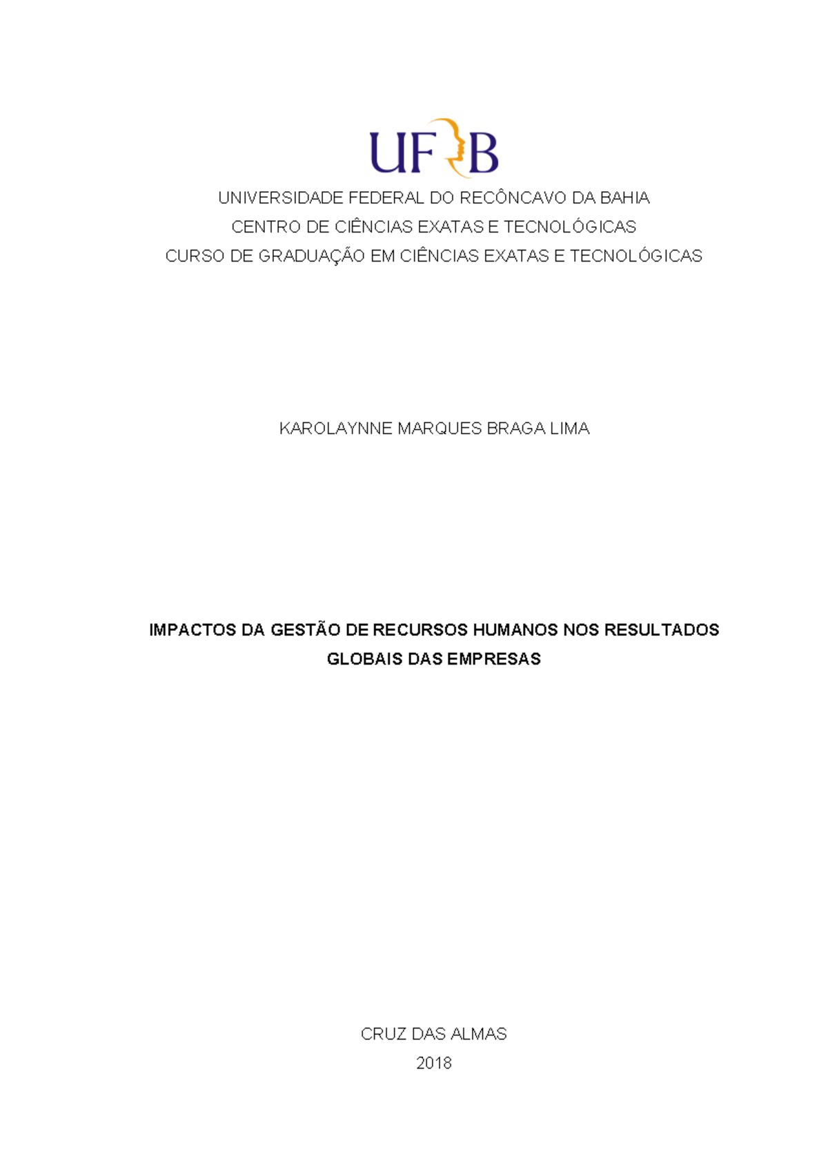 Calandrin gb tcc bauru - UNIVERSIDADE FEDERAL DO RECÔNCAVO DA BAHIA ...