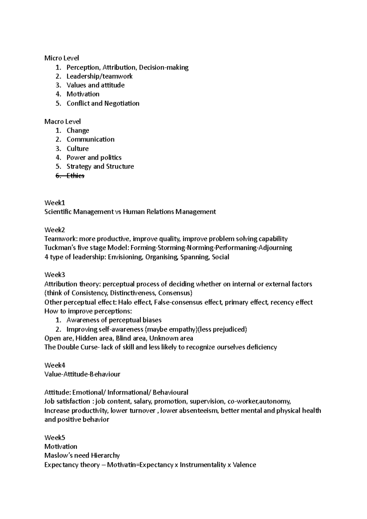 Micro Level - Lecture notes 6-12 - Micro Level 1. Perception ...
