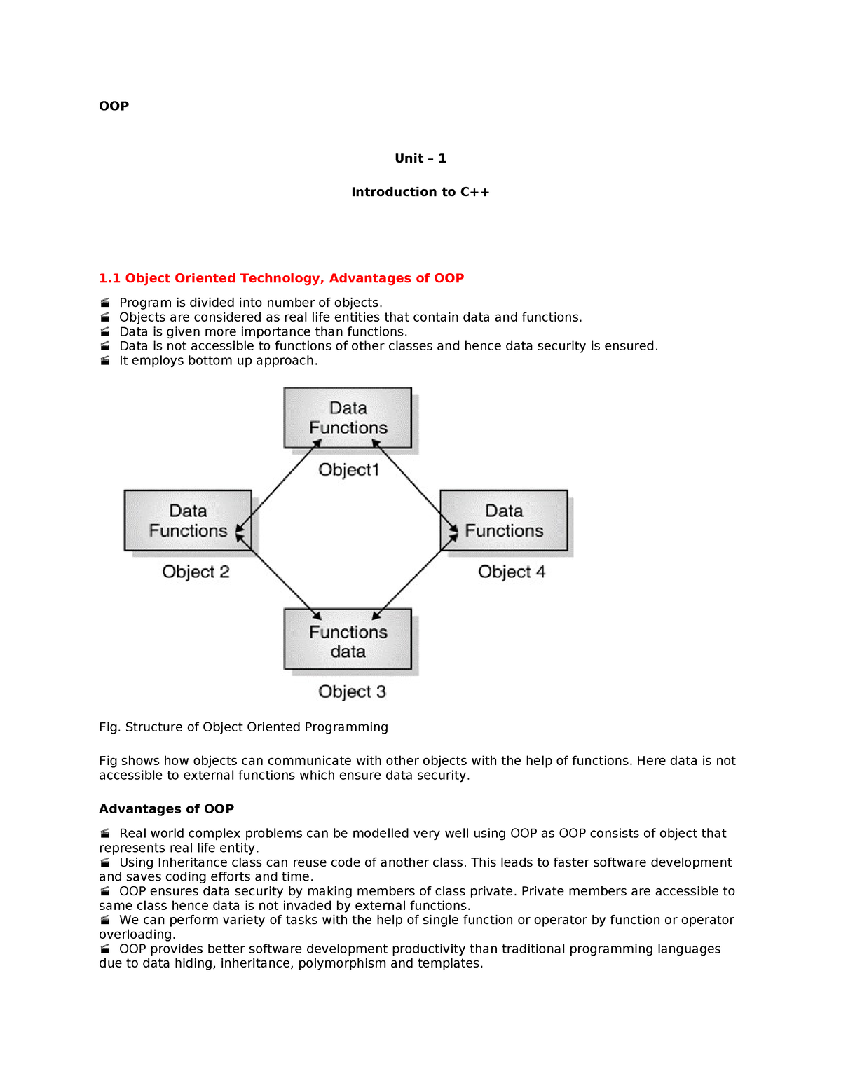 OOP 1 - Introduction to C++ : Object Oriented Technology, Advantages of ...