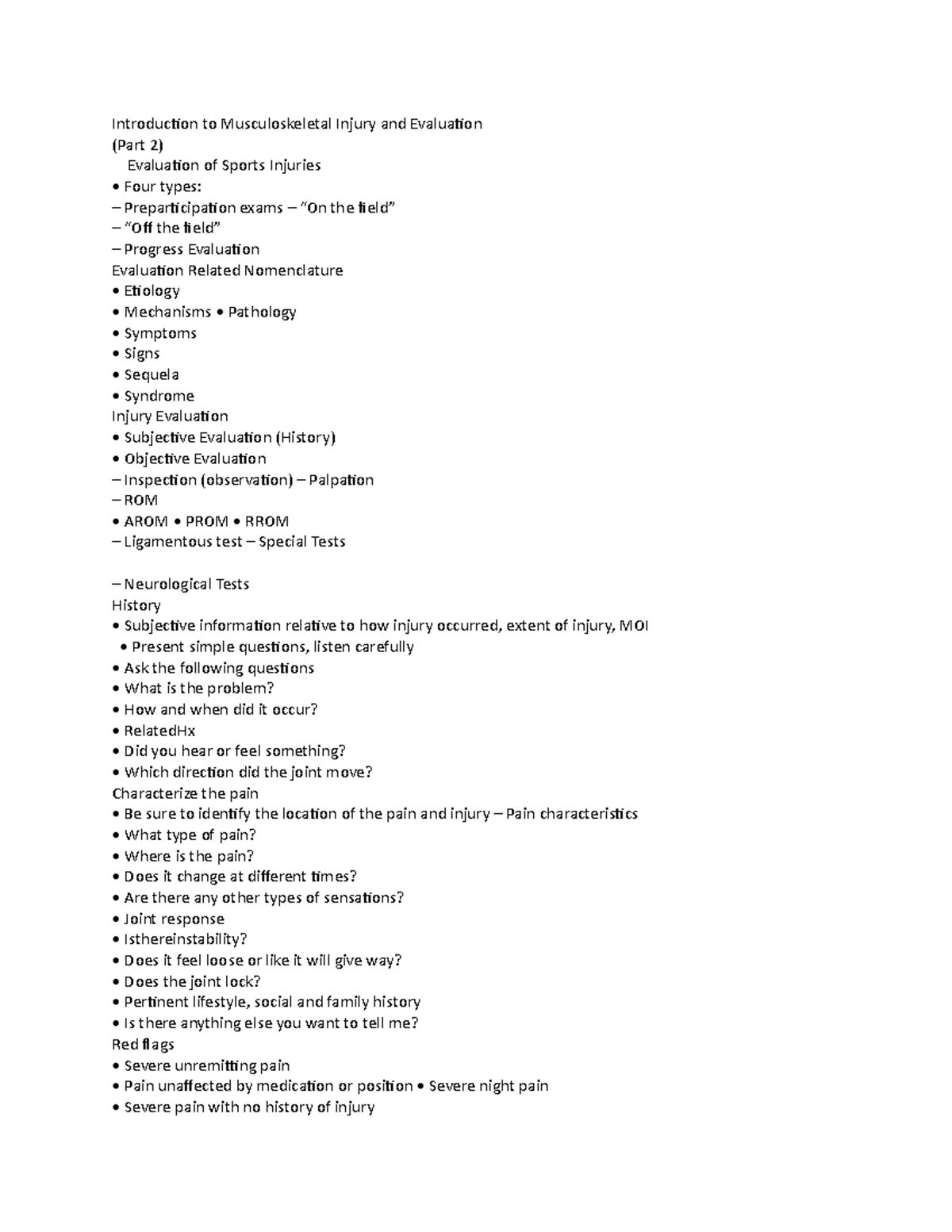 Introduction to Musculoskeletal Injury and Evaluation - thoracolumbar ...