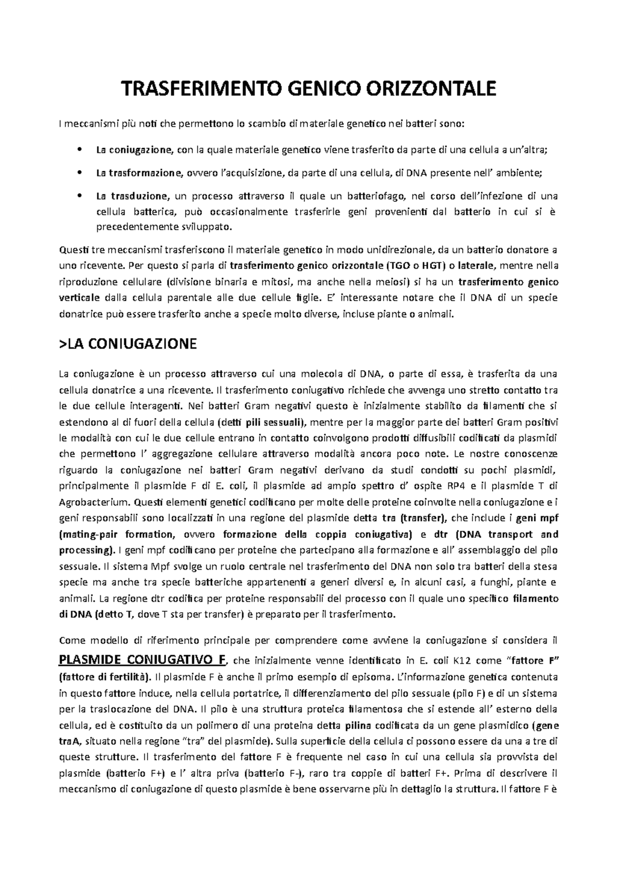 1-TGO + Elementi Trasponibili - TRASFERIMENTO GENICO ORIZZONTALE I ...