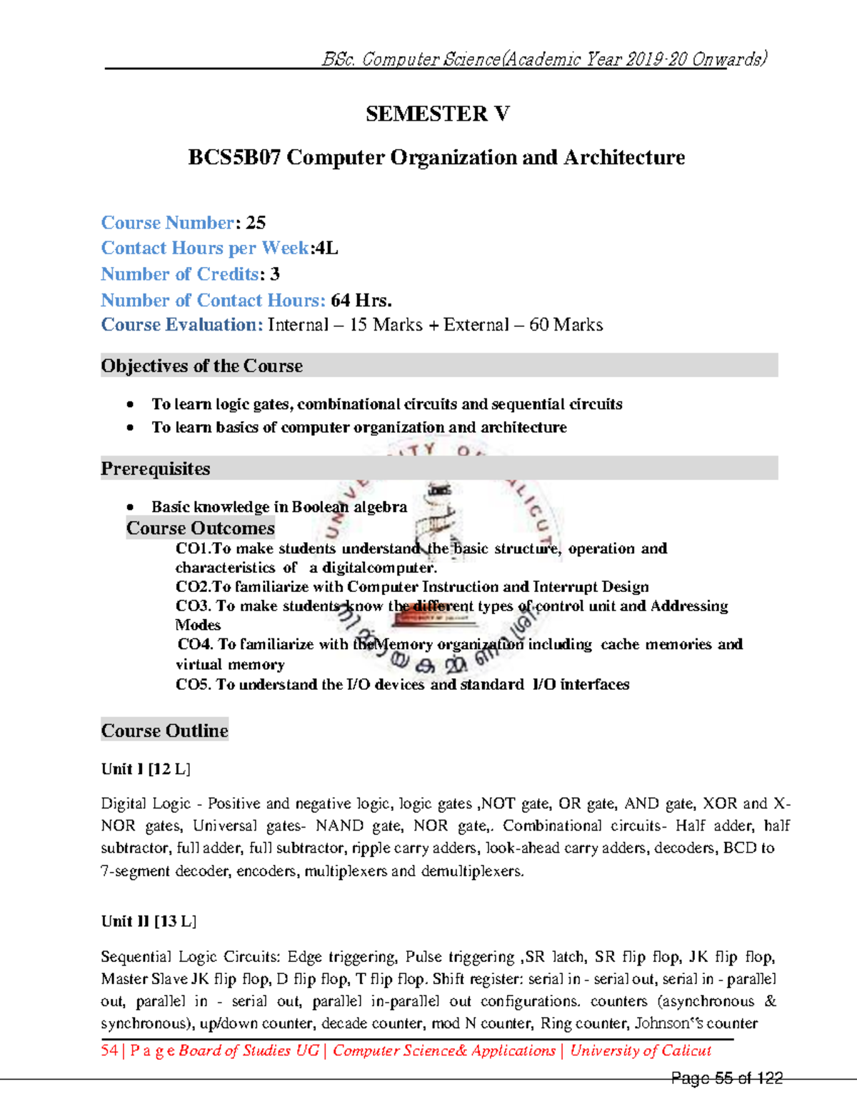 5th sem COA & PHP syllabus - 54 | P a g e Board of Studies UG ...