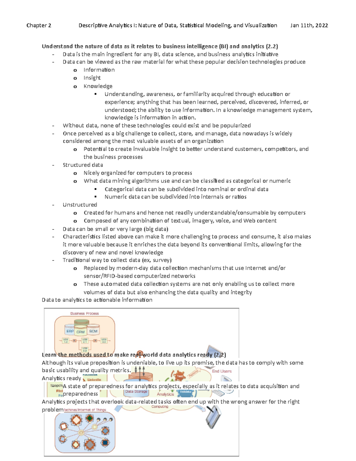 MB216 Chapter 2 - Lecture notes 2 - Understand the nature of data as it ...