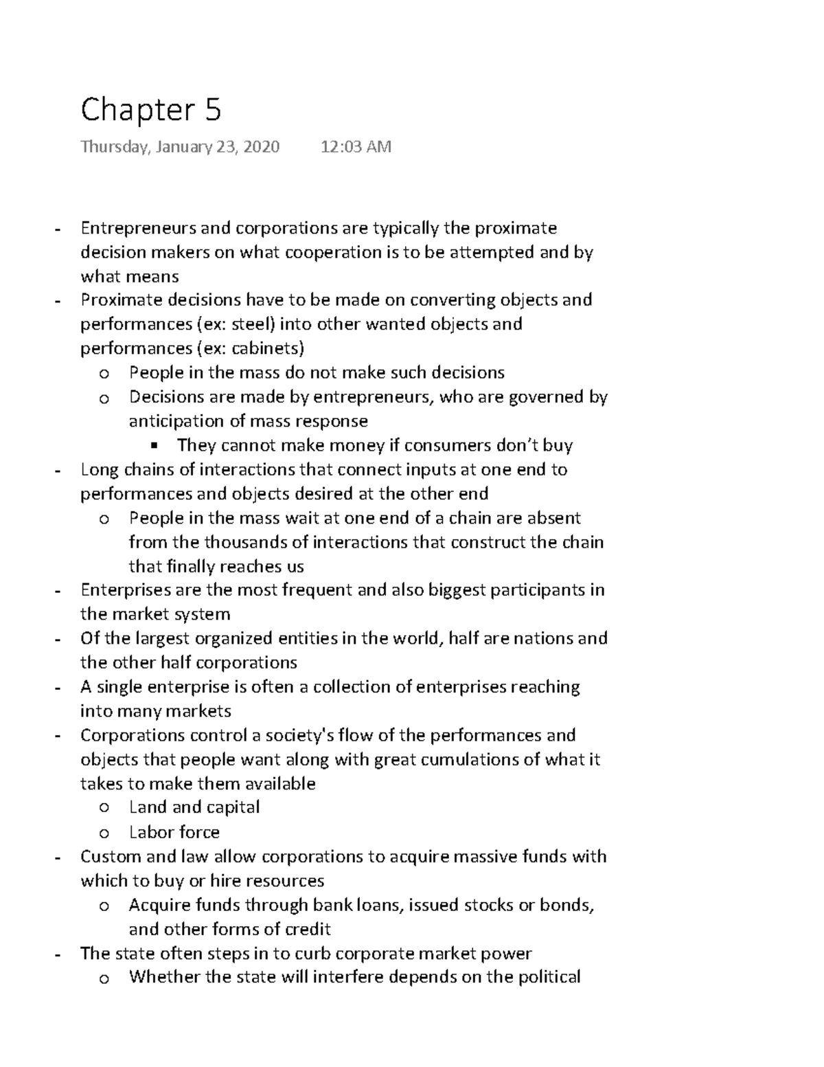 Chapter 5 - States and Markets professor Beazer - Warning: TT ...