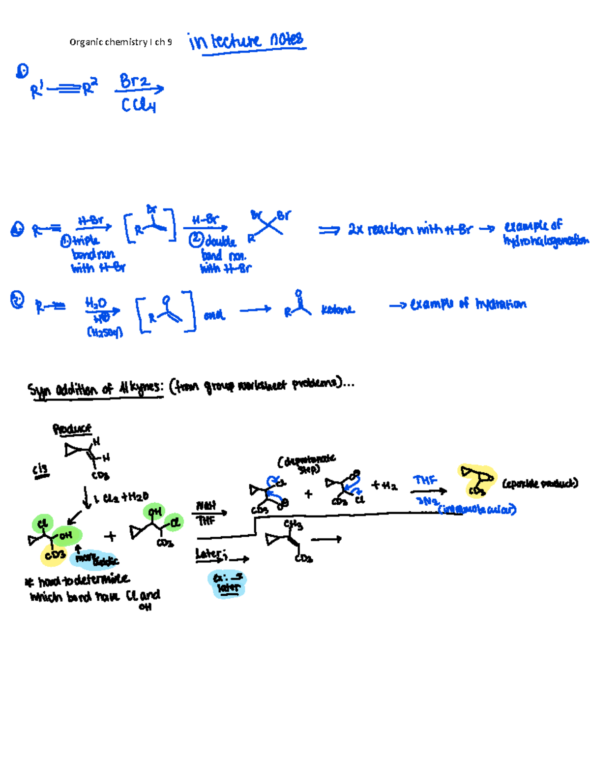 Ch 9 in lecture notes - triple 2 double R hydrohalogenaction bondrxn ...