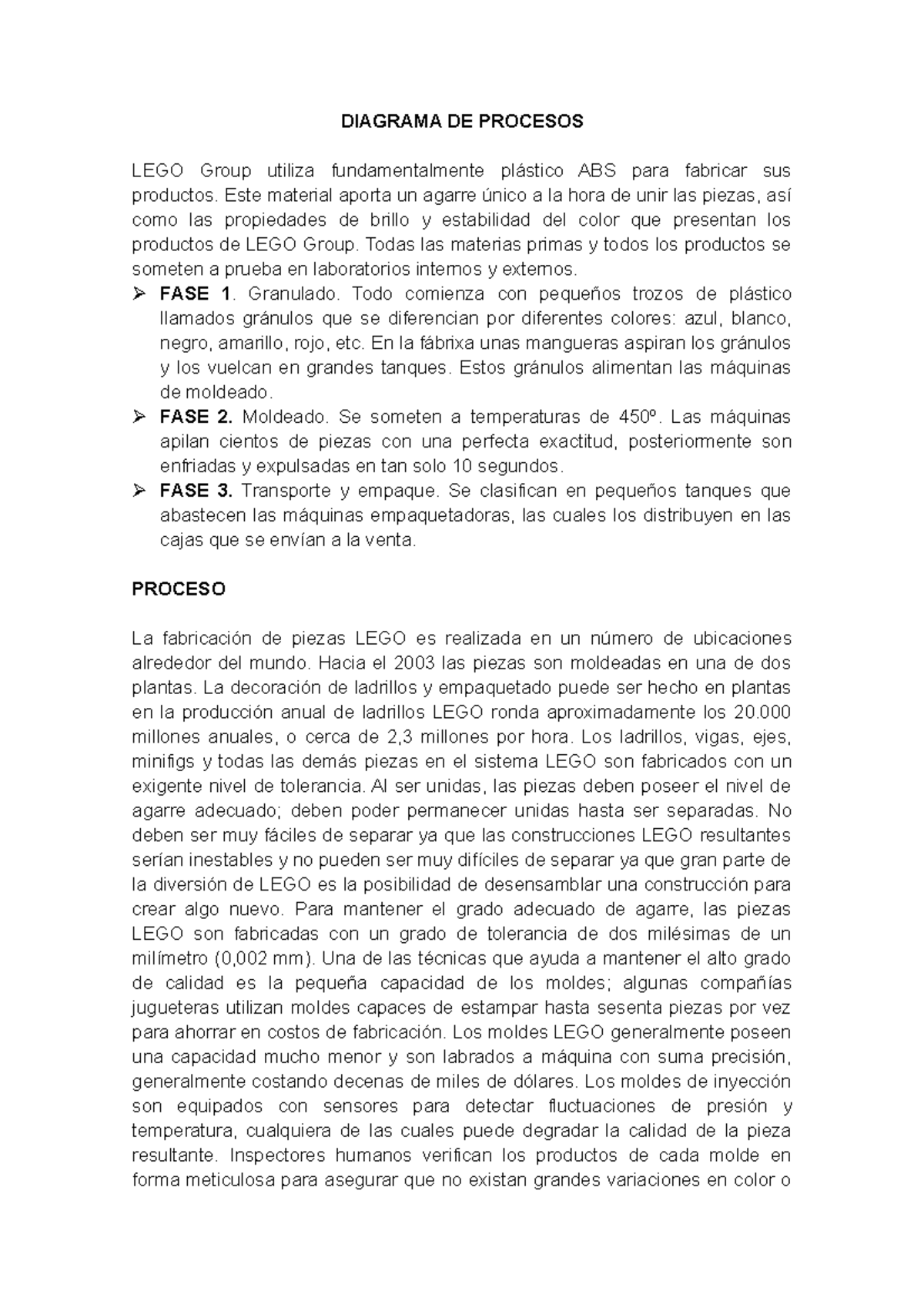 Diagrama DE Procesos lego - DIAGRAMA DE PROCESOS LEGO Group utiliza ...