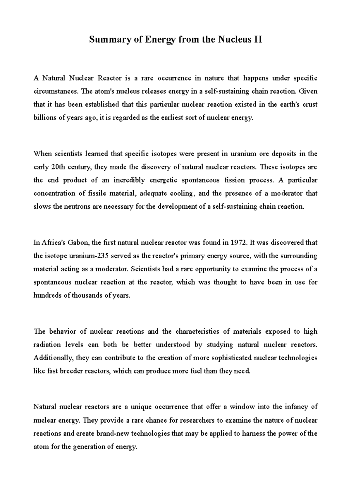 Summary of Energy from the Nucleus 2 - The atom's nucleus releases ...