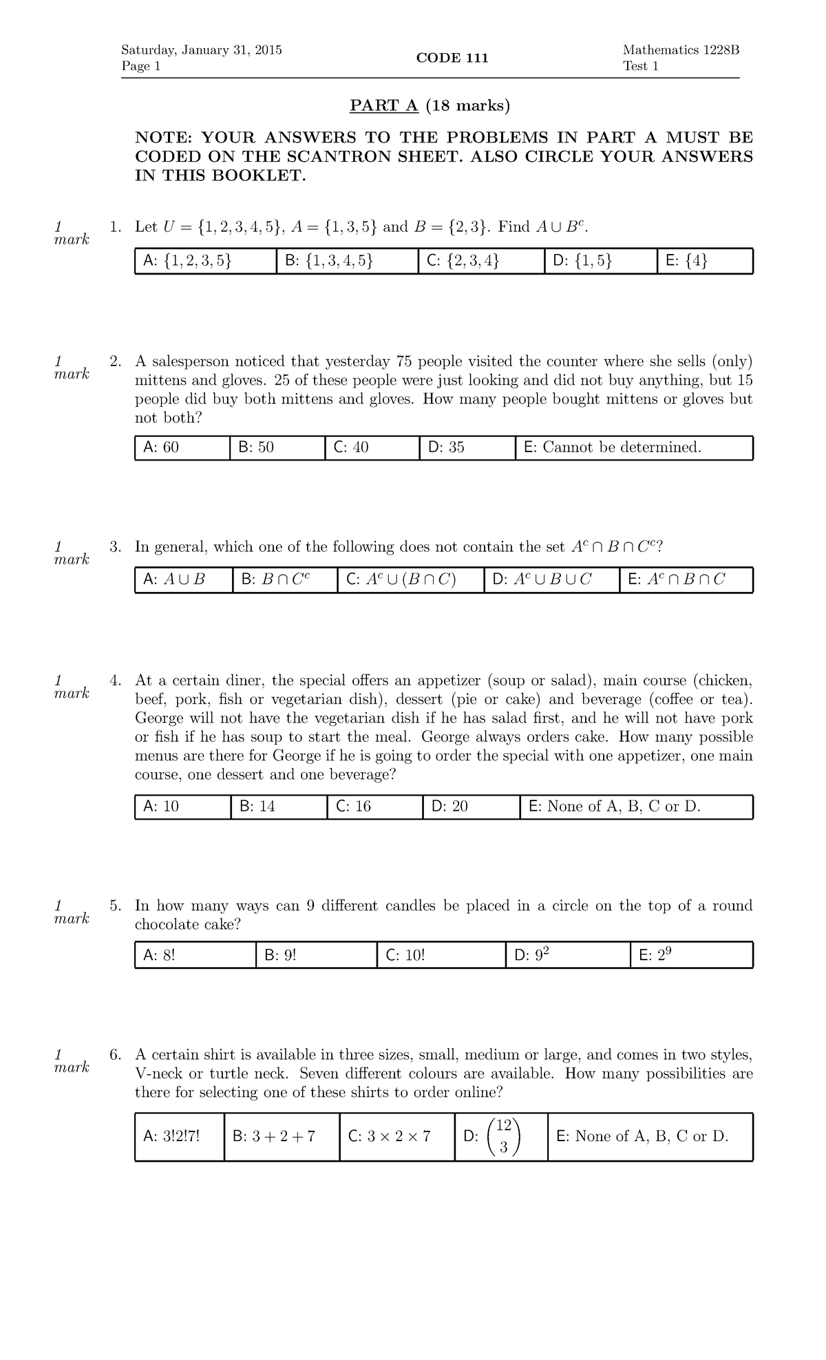 Exam January 2015, questions - Saturday, January 31, 2015 Page 1 ...