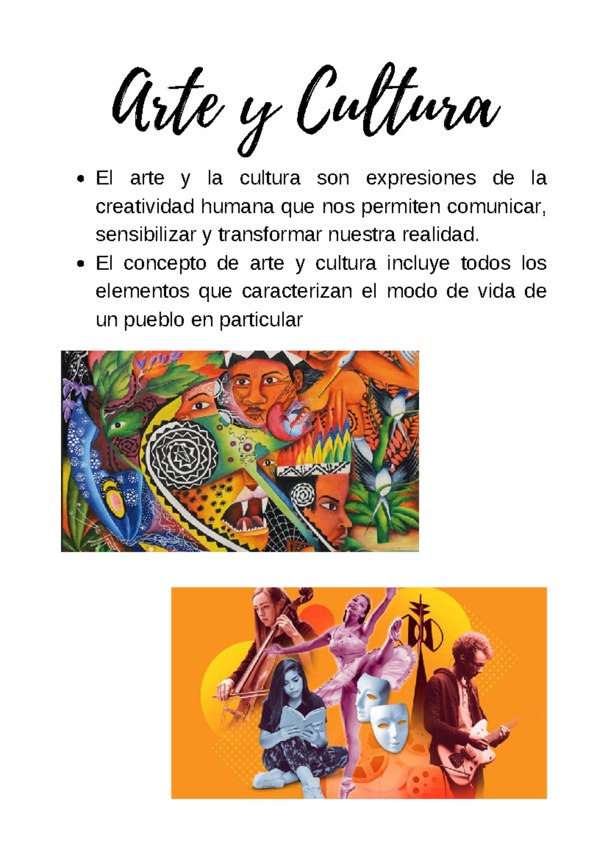 El arte y la cultura son expresiones de la creatividad humana que nos ...