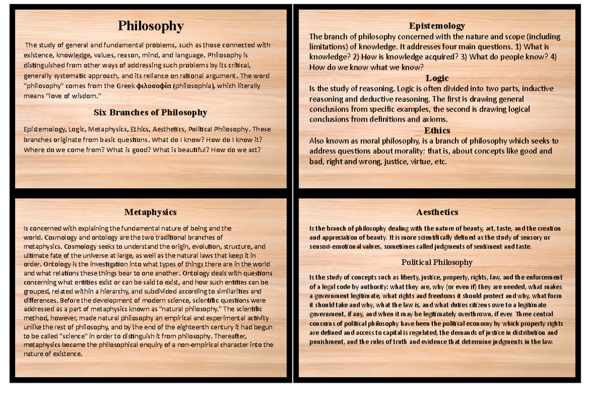 Branches And Methods Of Philosophy Epistemology The Branch Of