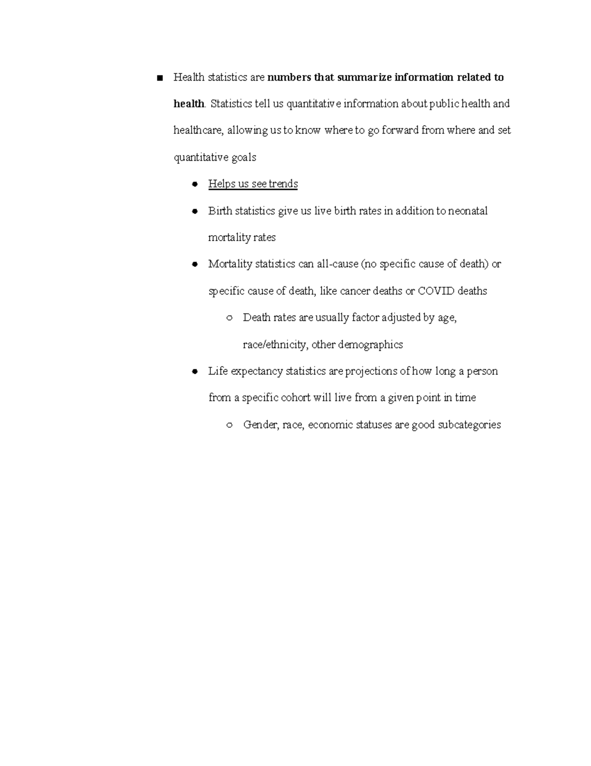 Epidemiology Statistics and Graphs Health statistics are numbers that