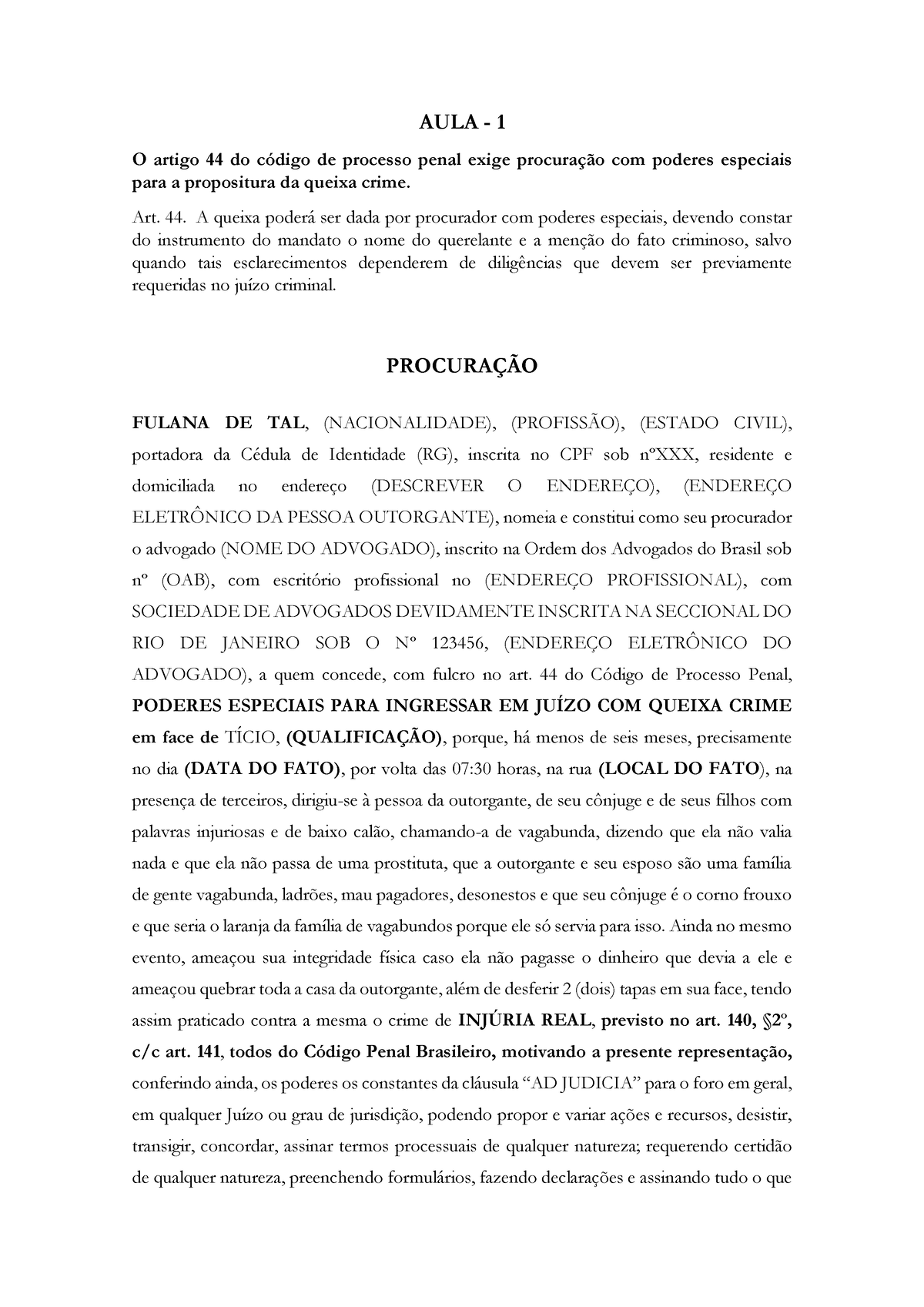 Aula Aula Aula O Artigo Do C Digo De Processo Penal