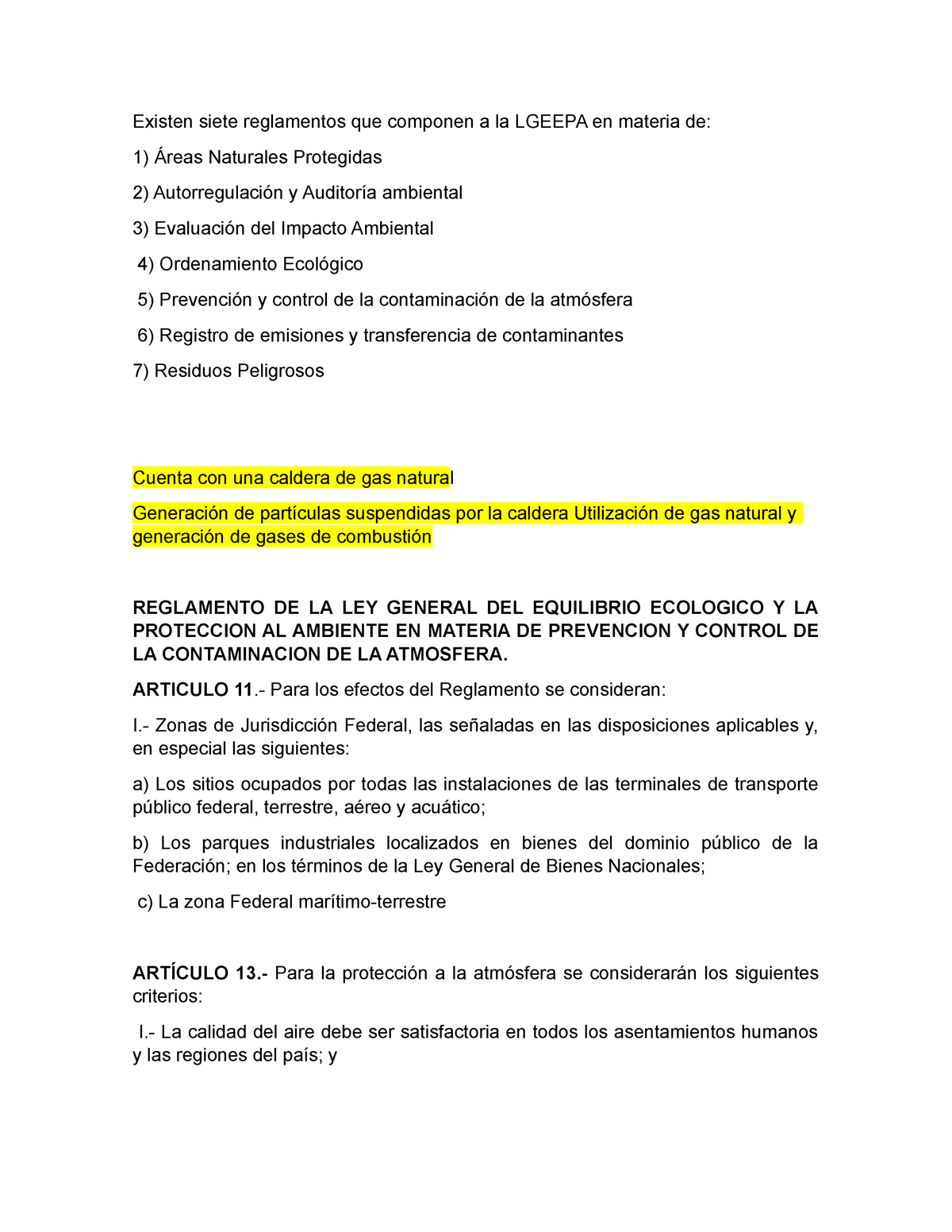 Ejercicio Lgeepa - Lecture Notes 13 - Existen Siete Reglamentos Que ...