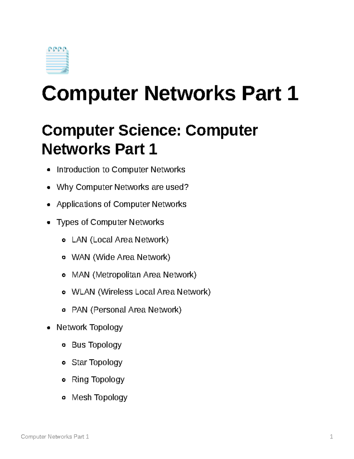 Computer Networks Part 1 - Studocu