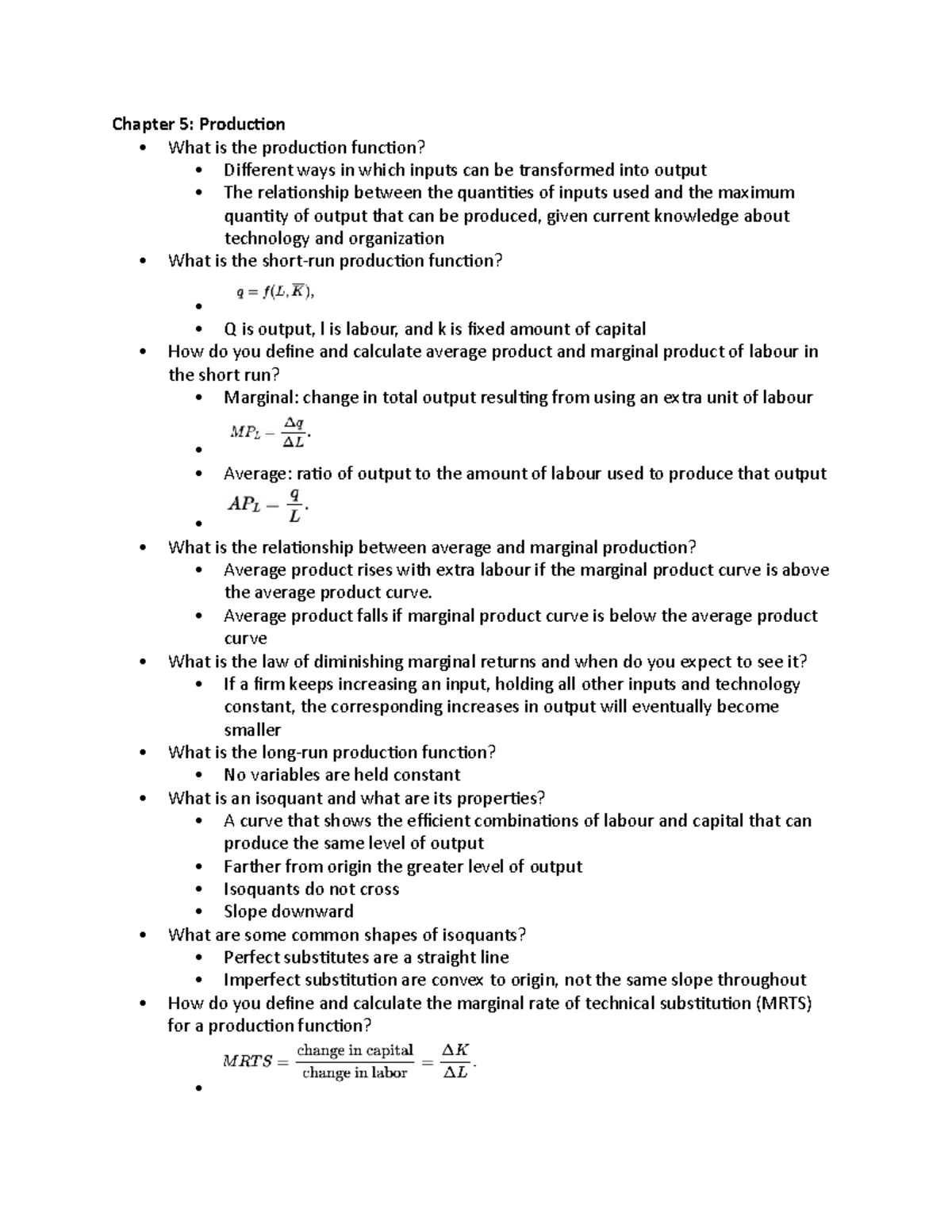 Econ Midterm 2 - Study - Chapter 5: Production What Is The Production ...